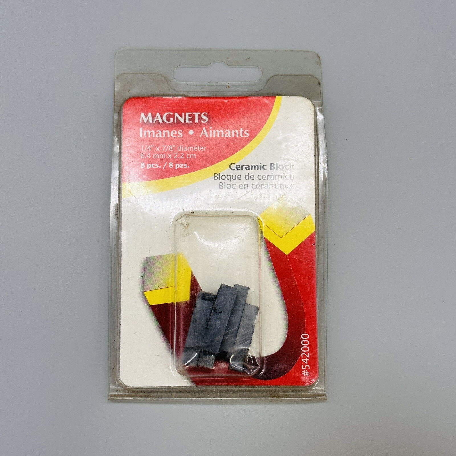 Hillman #54200 Magnets - Ceramic Block - 1/4” X 7/8”- 8 Pcs/pack