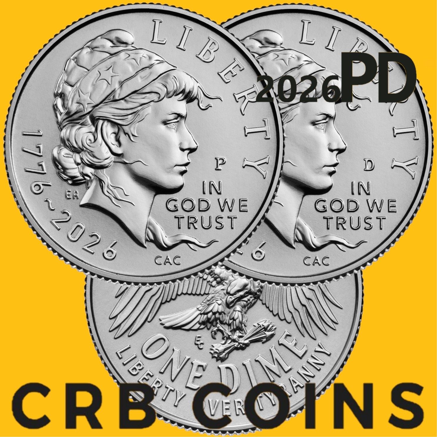 2026 P&D Emerging Liberty Dime 2 Coin Set 1776-2026 250th Anniv From Mint Bag BU