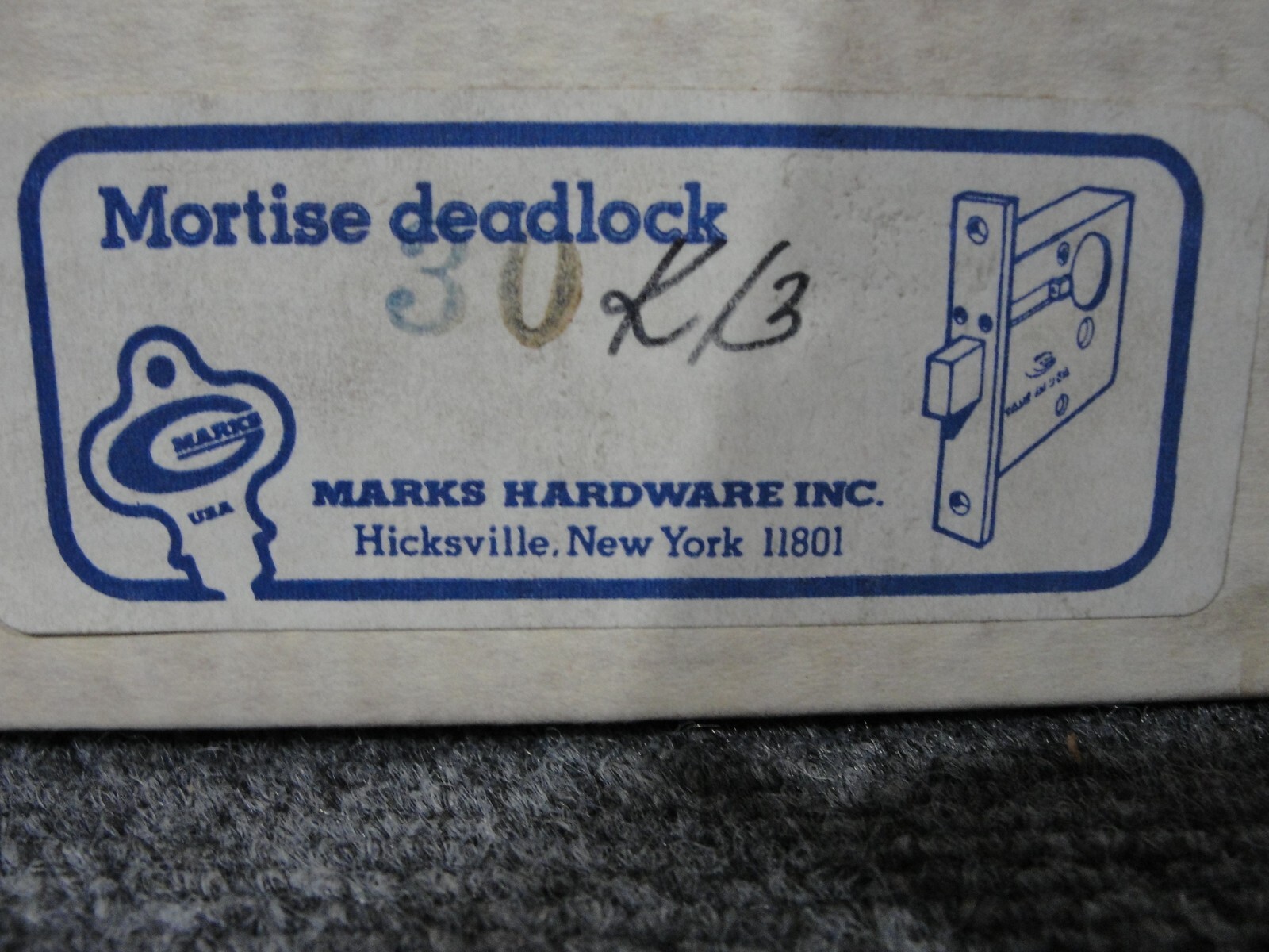Marks 3/4" Diameter Turnpiece Mortise Deadlock 30 With Cylinder & Keys