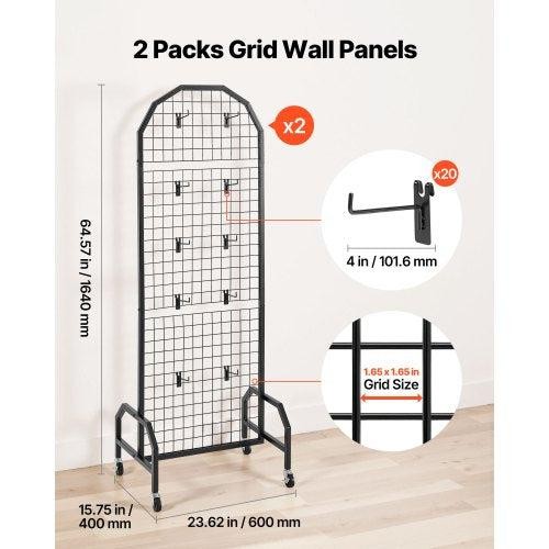 2 Packs Grid Wall Panels 19 x 5.4 ft Wire Grid Panels Display Rack