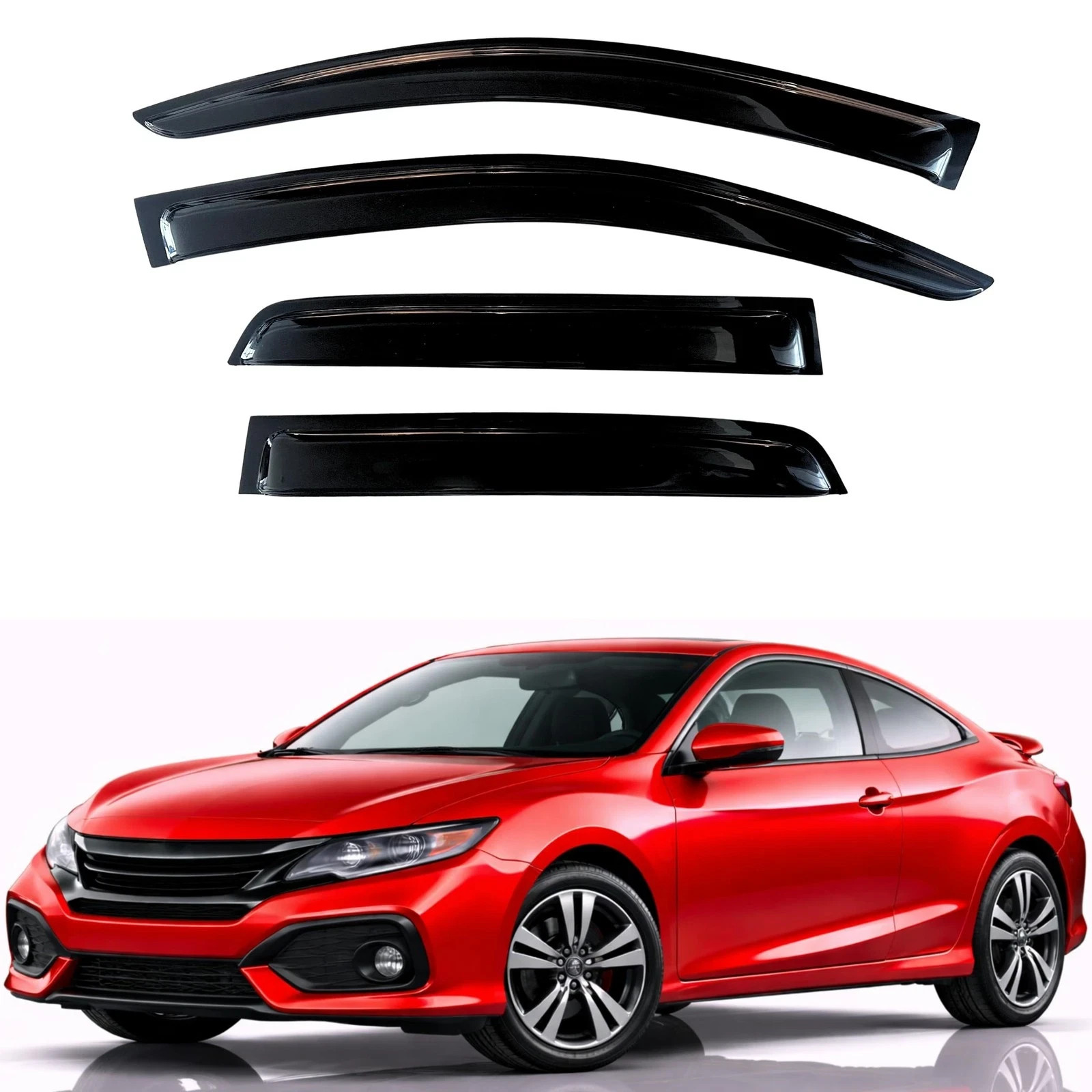 KPY Rain Guards Fit for 2016-2020 Honda Civic Coupe, Out-Channel Window Visor...