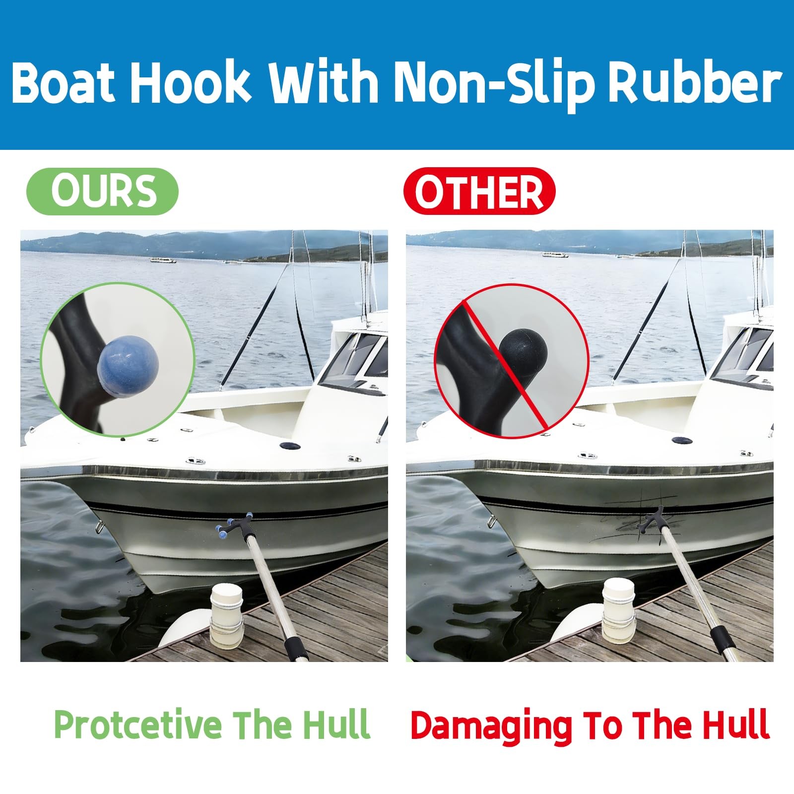 Boat Hook with 3-12Ft Adjustable Extension Pole, Push Pole for Boat, Stainles...