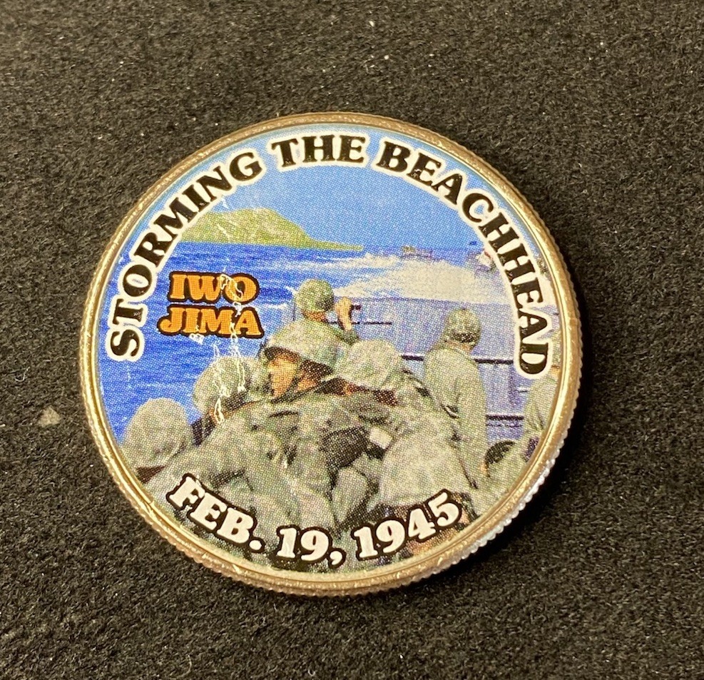 Colorized Kennedy Half Dollar Iwo Jima Storming The Beachhead Free Shipping