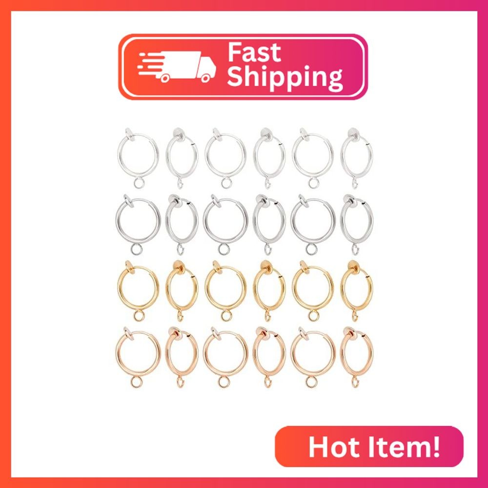 PH PandaHall 40pcs Clip-on Earring Converters - 4 Colors Non-Pierced Components