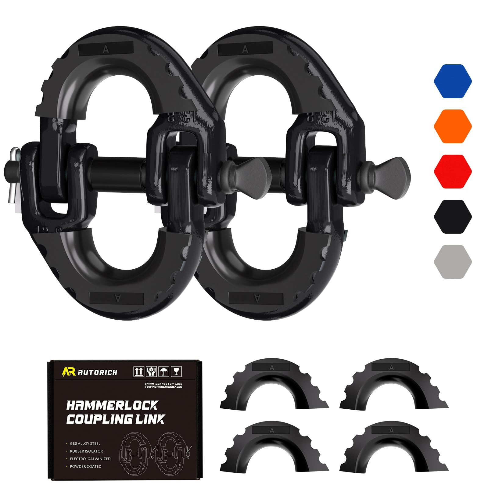 AUTORICH Safety Chain Connector Link, 1/2IN Tow Hitch Hammerlock BLACK