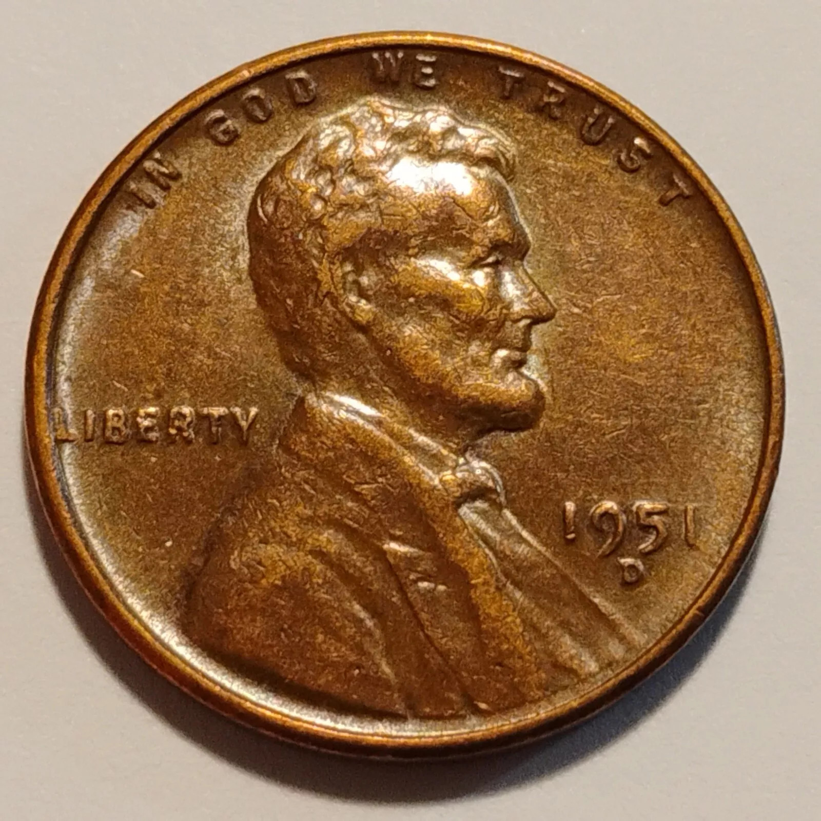1951 D - BN - COPPER - 1 - 3.05 GRAMS