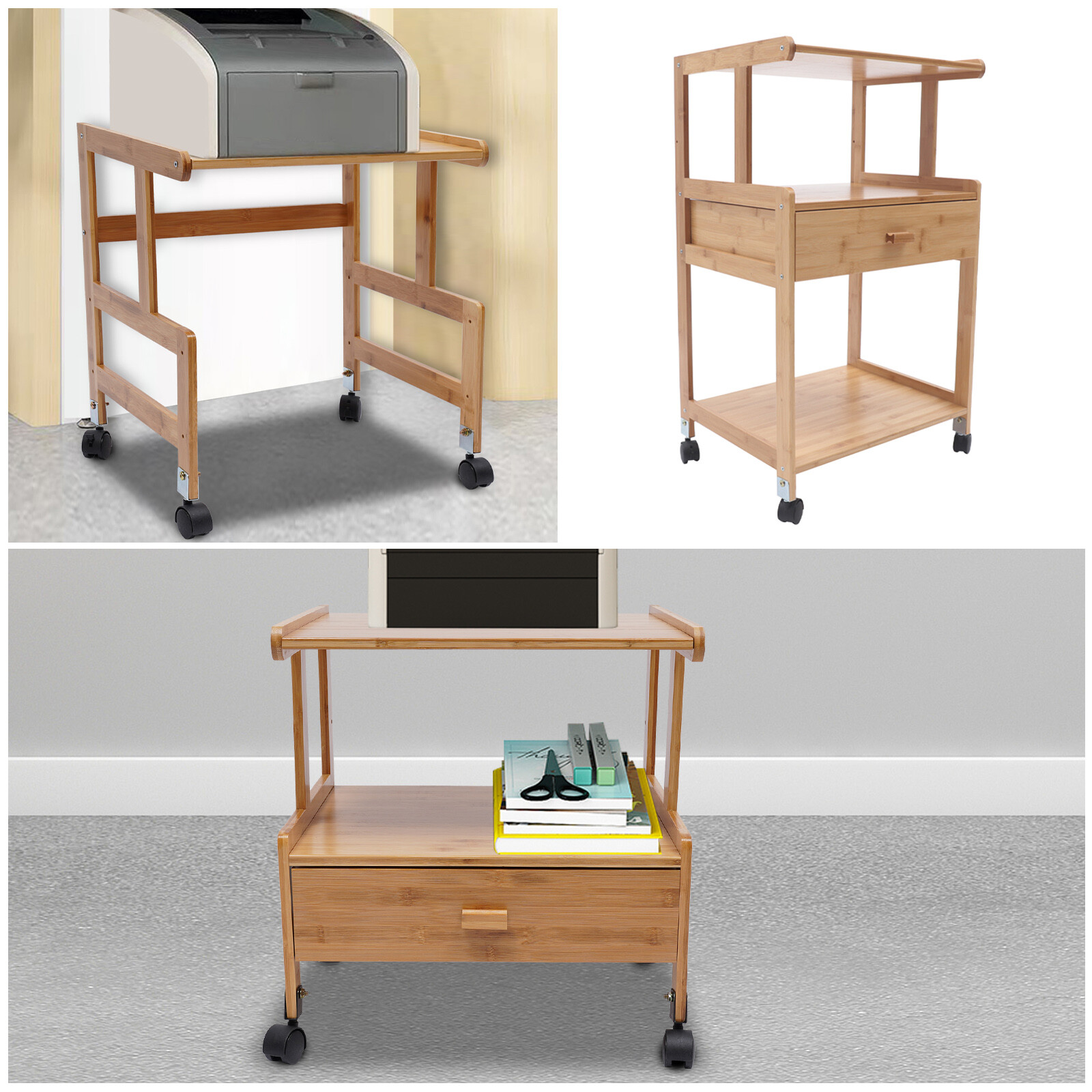 File Cabinet Mobile Filing Cabinet Printer Stand Shelf Printer Stand with Wheels