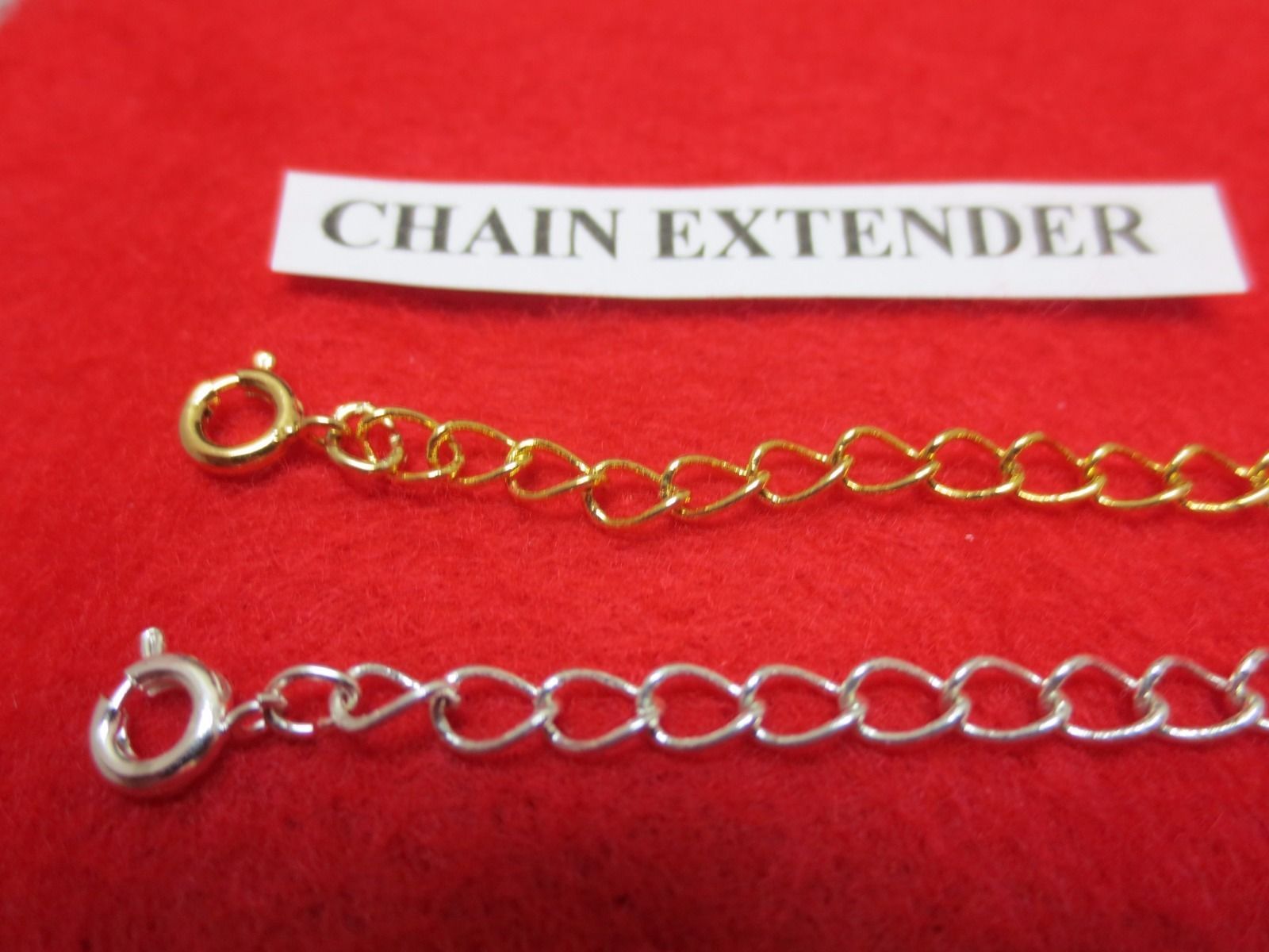 12 INCH SET OF 14 KT GOLD & SILVER PLATED 4MM NECKLACE EXTENDERS W/ SPRING RING