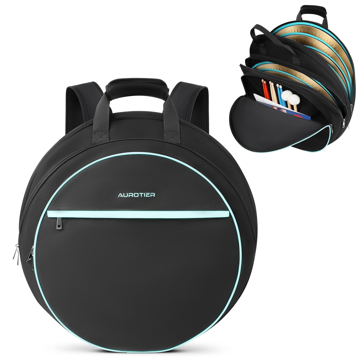 22" Cymbal Bag, Water-Resistant Cymbal Case with Thick Padded Dividers, Cymba...