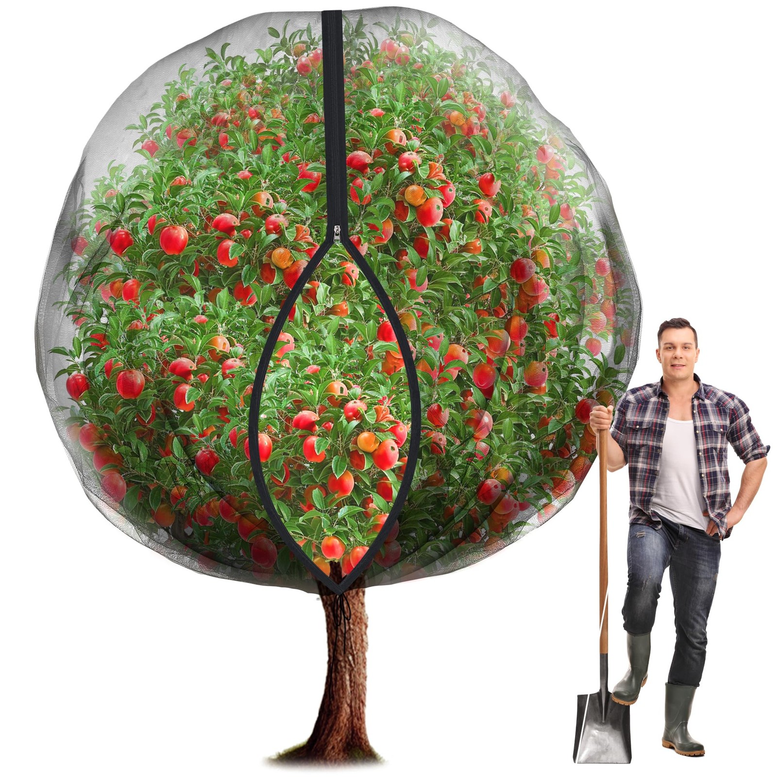 10.8 x 9.8 Ft Black Large Fruit Tree Netting with Zipper x Ft, 1 Pc
