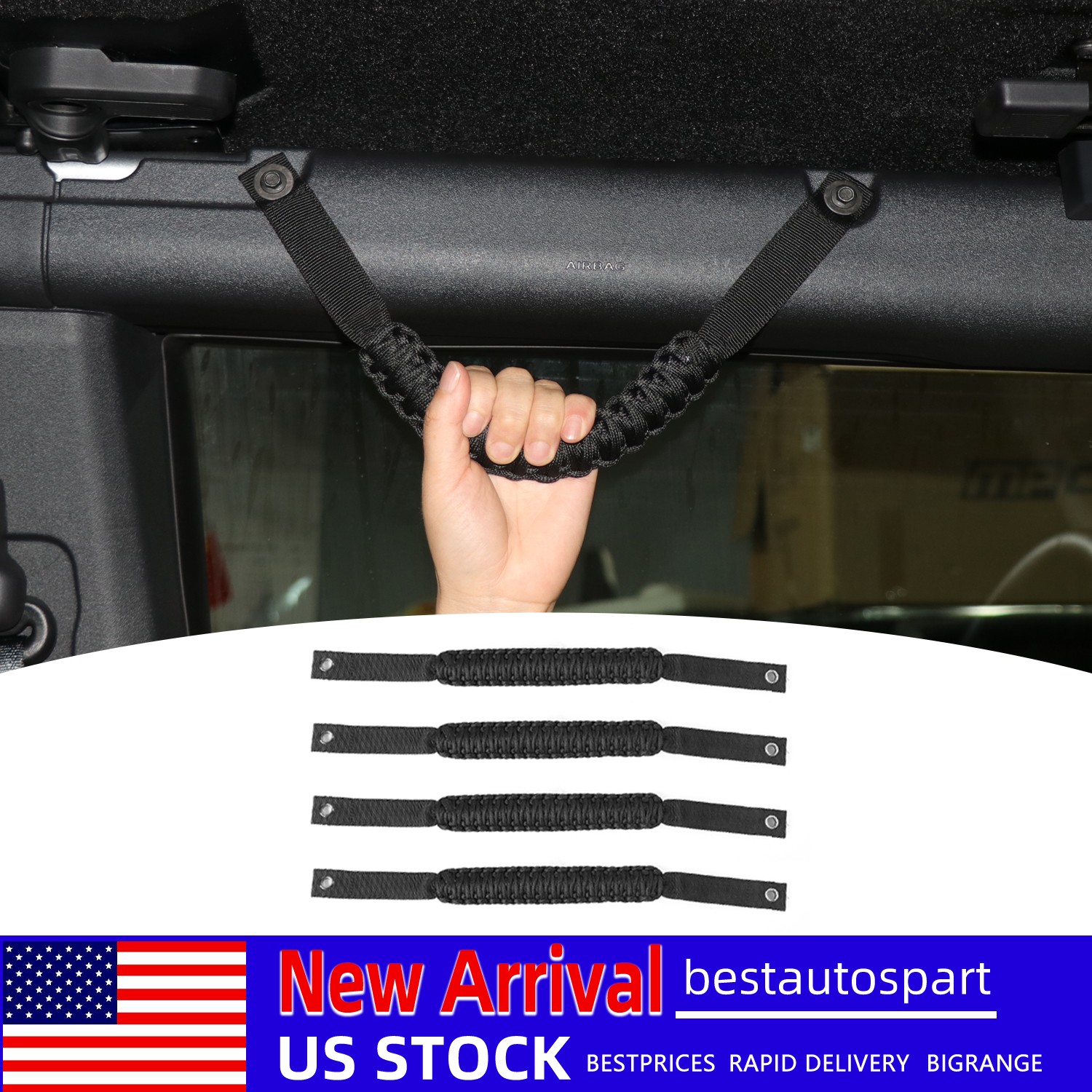 4 x Roll Bar Grab Handles Grip Handle For Ford Bronco 2021-2024 2025 2/4-Door US