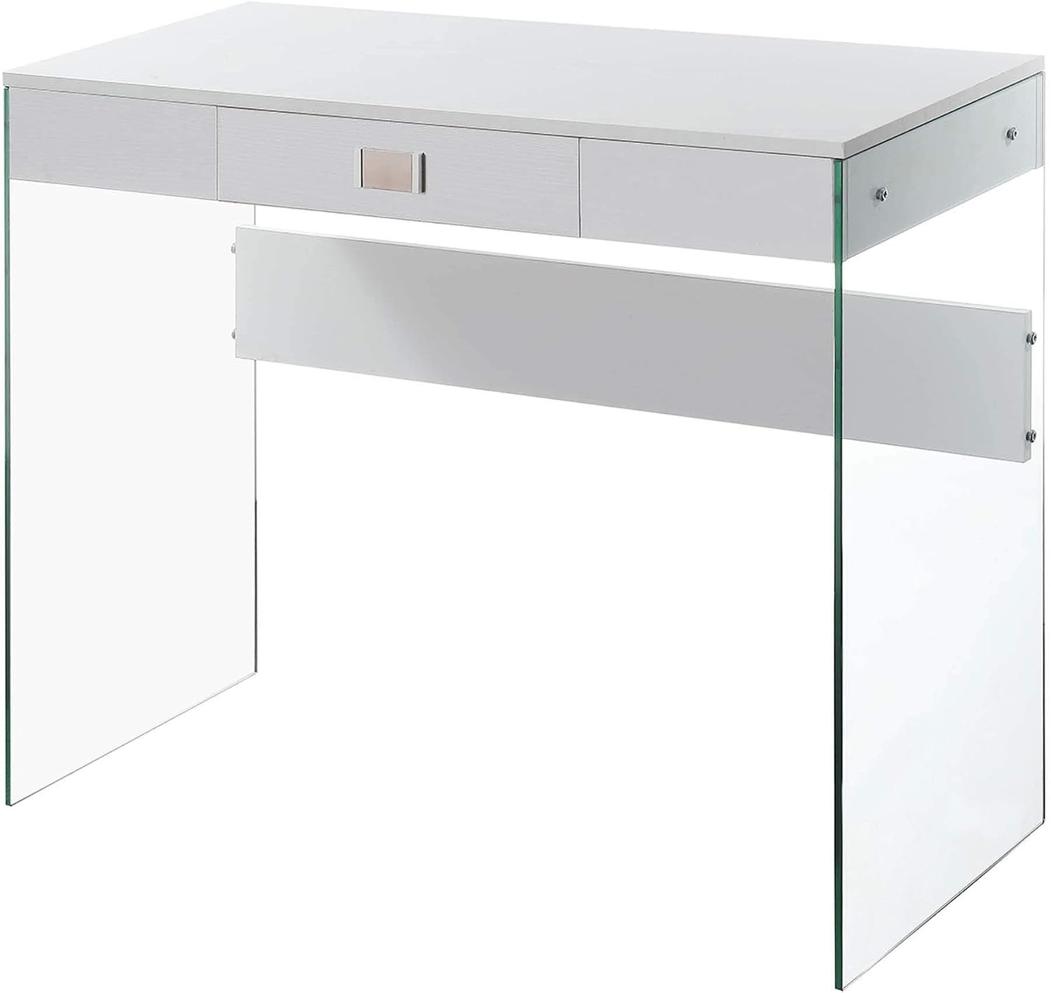 Soho 1 Drawer Glass 36 Inch Desk, White
