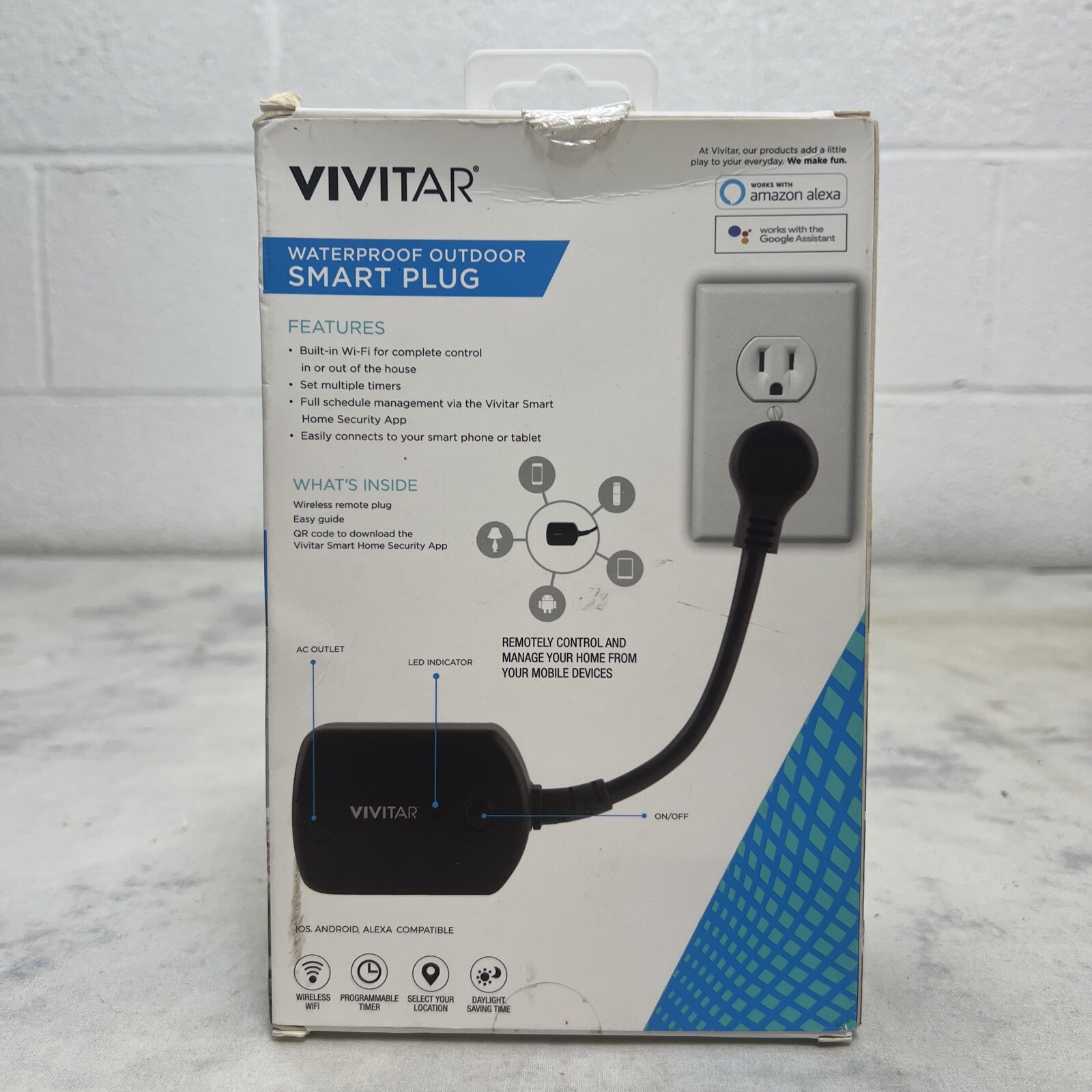 Vivitar Smart Security Waterproof Outdoor Smart Plug-Alexa and Google Assistant