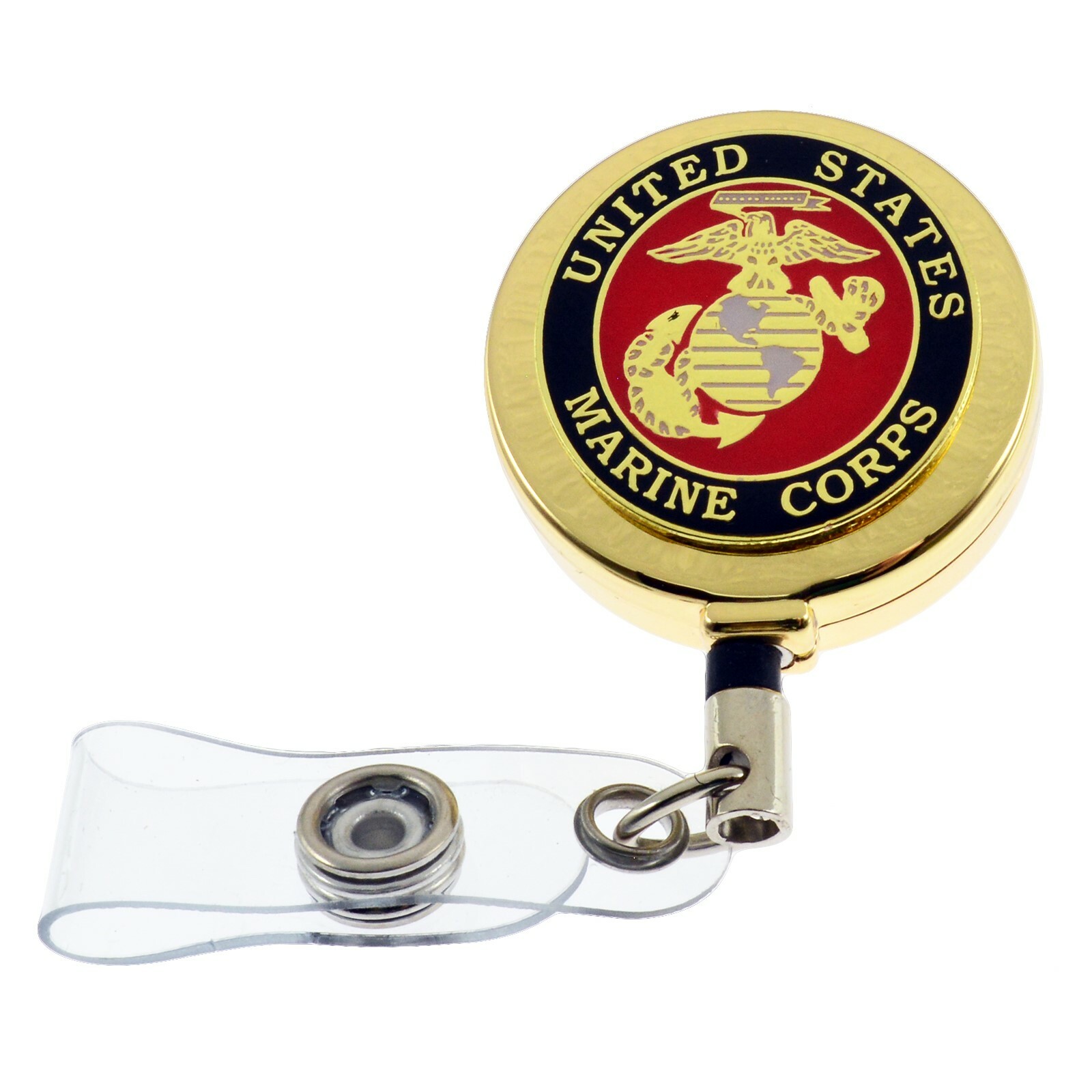 US Marine Corps Military USMC Retractable Security ID Card Holder Badge Reel