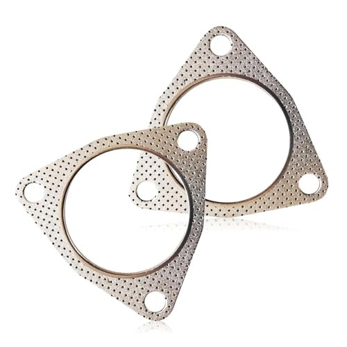 2 PCS Exhaust Gasket Three-Bolt Exhaust Flange Gasket, Durable Catalytic 2.5"