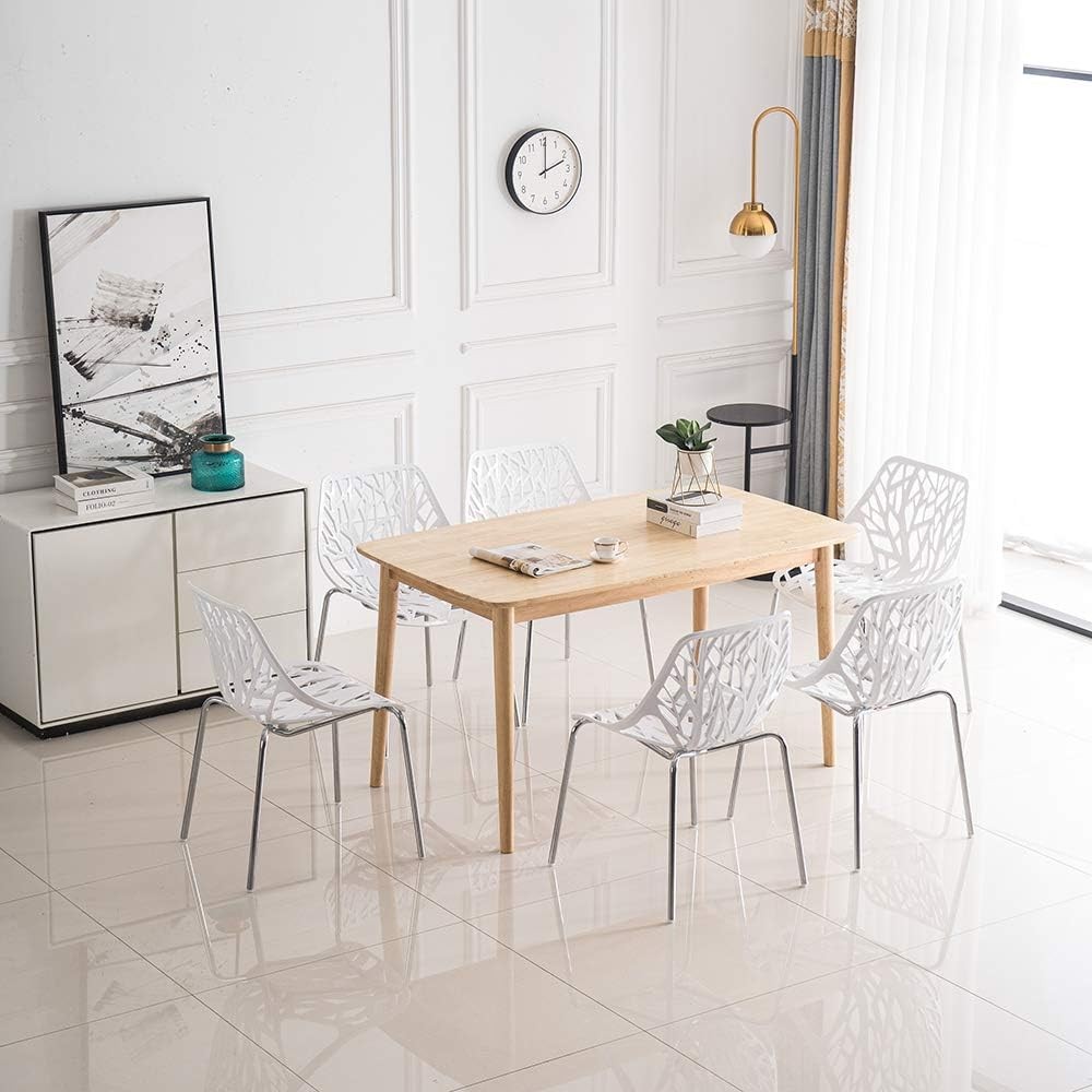 Modern Dining Chairs Set Plastic Saping Birch Chairs Stackable Chairs Set for