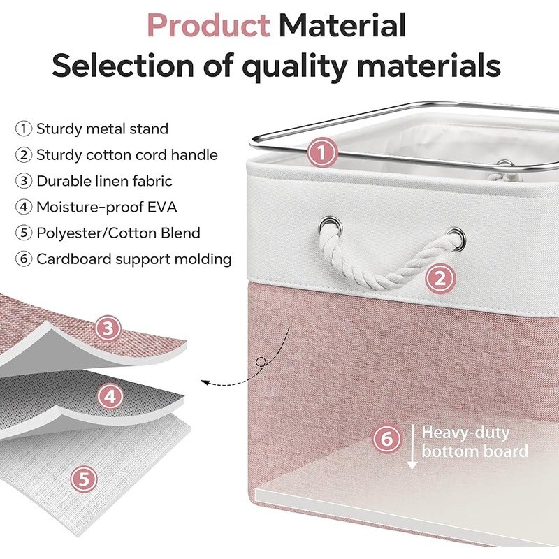 Foldable Storage Cube Bins W/ Strong Handles Multi-Purpose Organizer 6 Pack New
