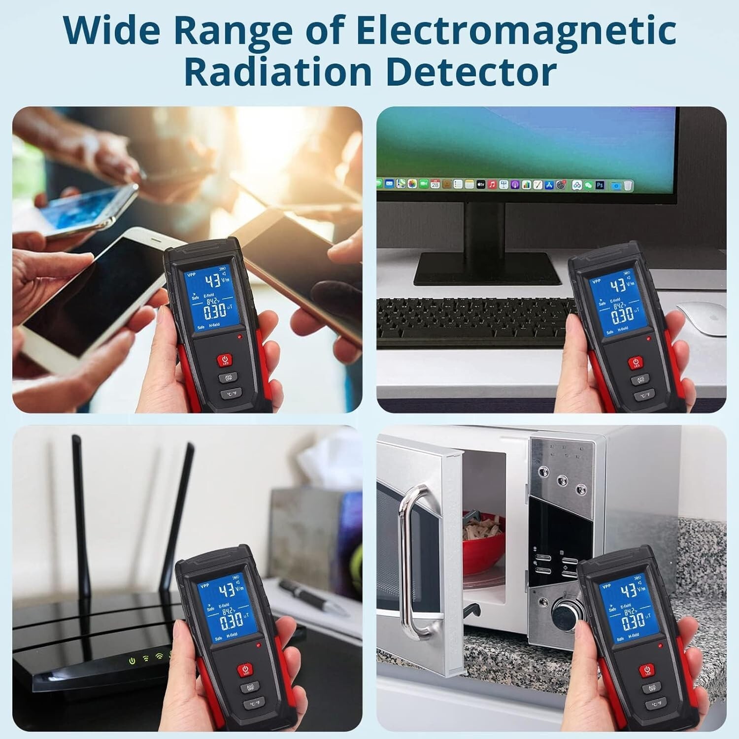 EMF Meter, Rechargeable Digital Electromagnetic Field Radiation Detector USB NEW