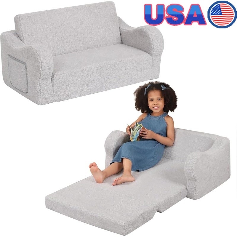 Portable Toddler Couch 2-in-1 Flip Sofa Chair Kids Nap Mat Lightweight Furniture
