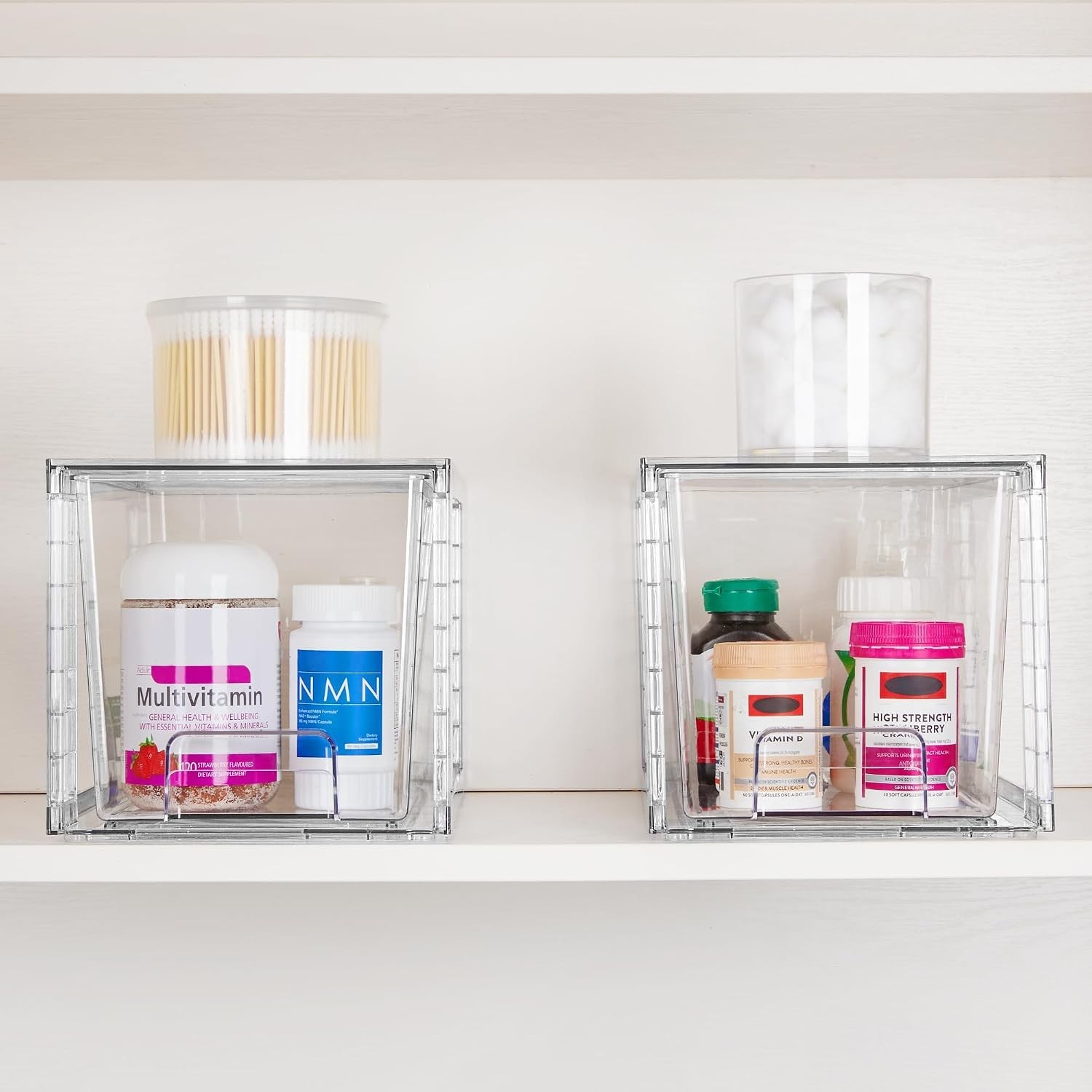 4 Pack Large Stackable Storage Drawers,Easily Assemble Acrylic Bathroom Closet