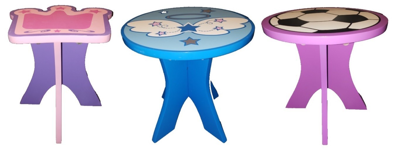 CLASSIC 2003 DECORATIVE STOOL ANGEL WINGS PRINCESS CROWN OR SOCCER BALL THEME~NW