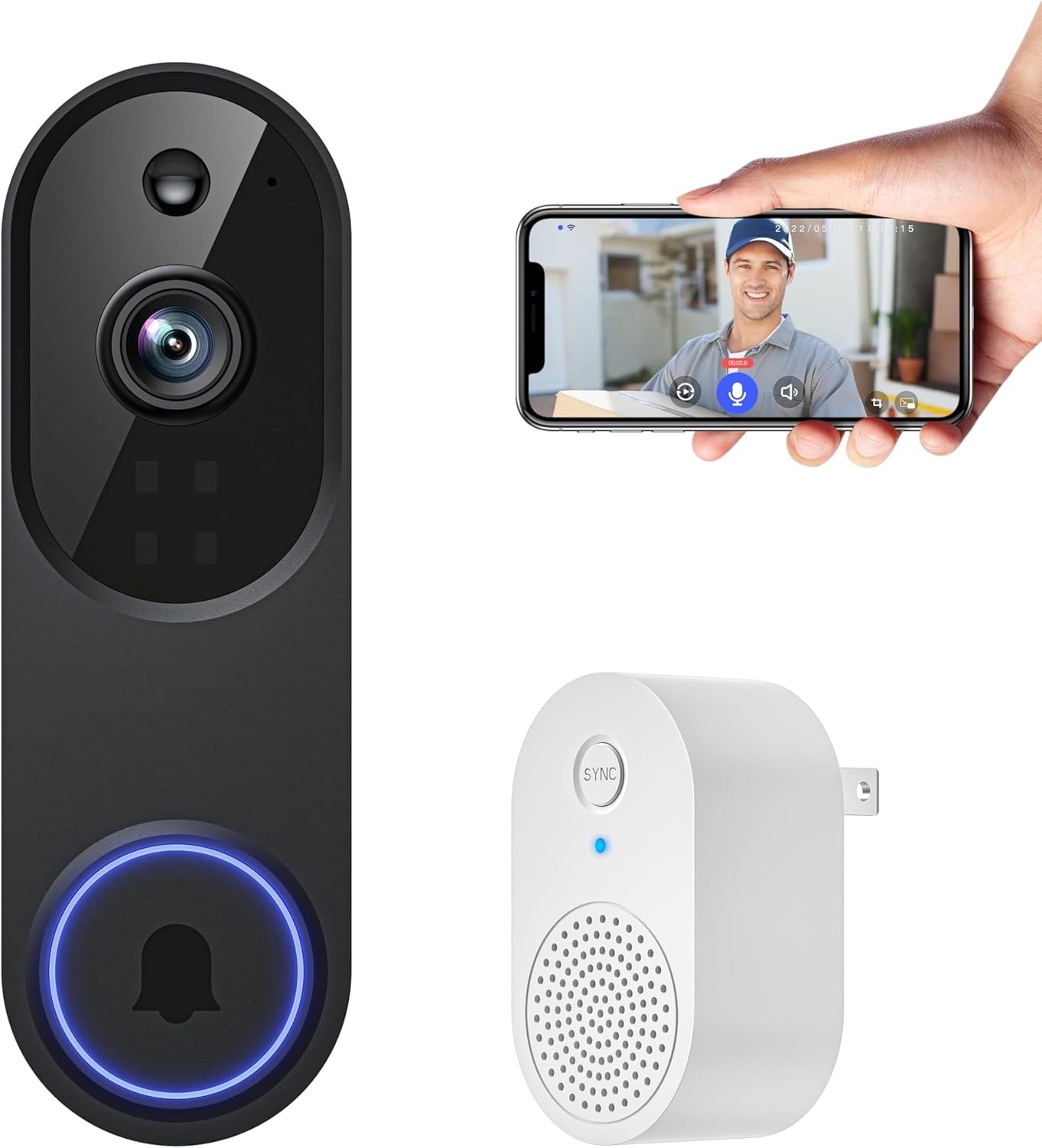 Camera Timbre De Puerta HD Wifi Inalambrico Con Camara Audio Y Video Para Casa