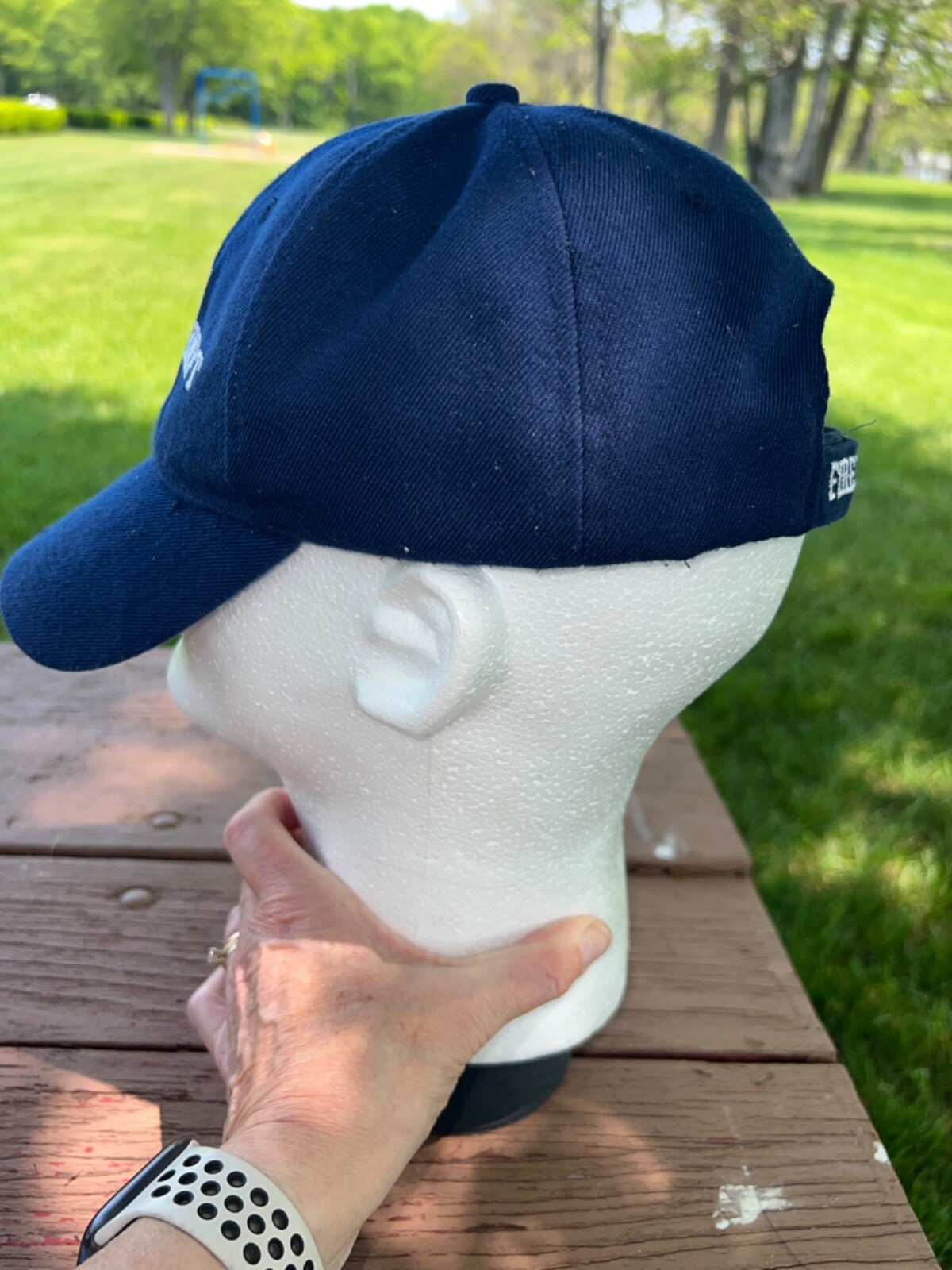 FD Fire Dept Navy Blue RWB Logo Hat Cap Hook Loop Dry Cleaned Good Condition