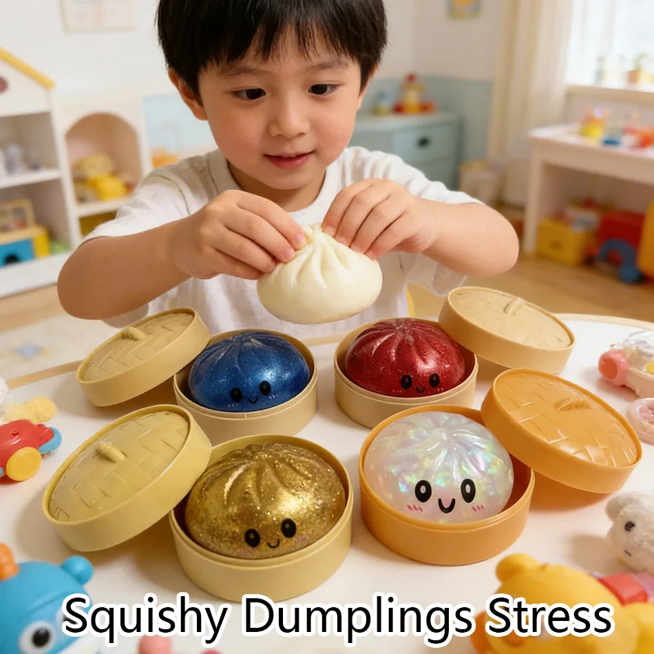 Squishy Bun Dumpling Glitter Needoh Mystery Rare Rainbow Stress Relief Colorful