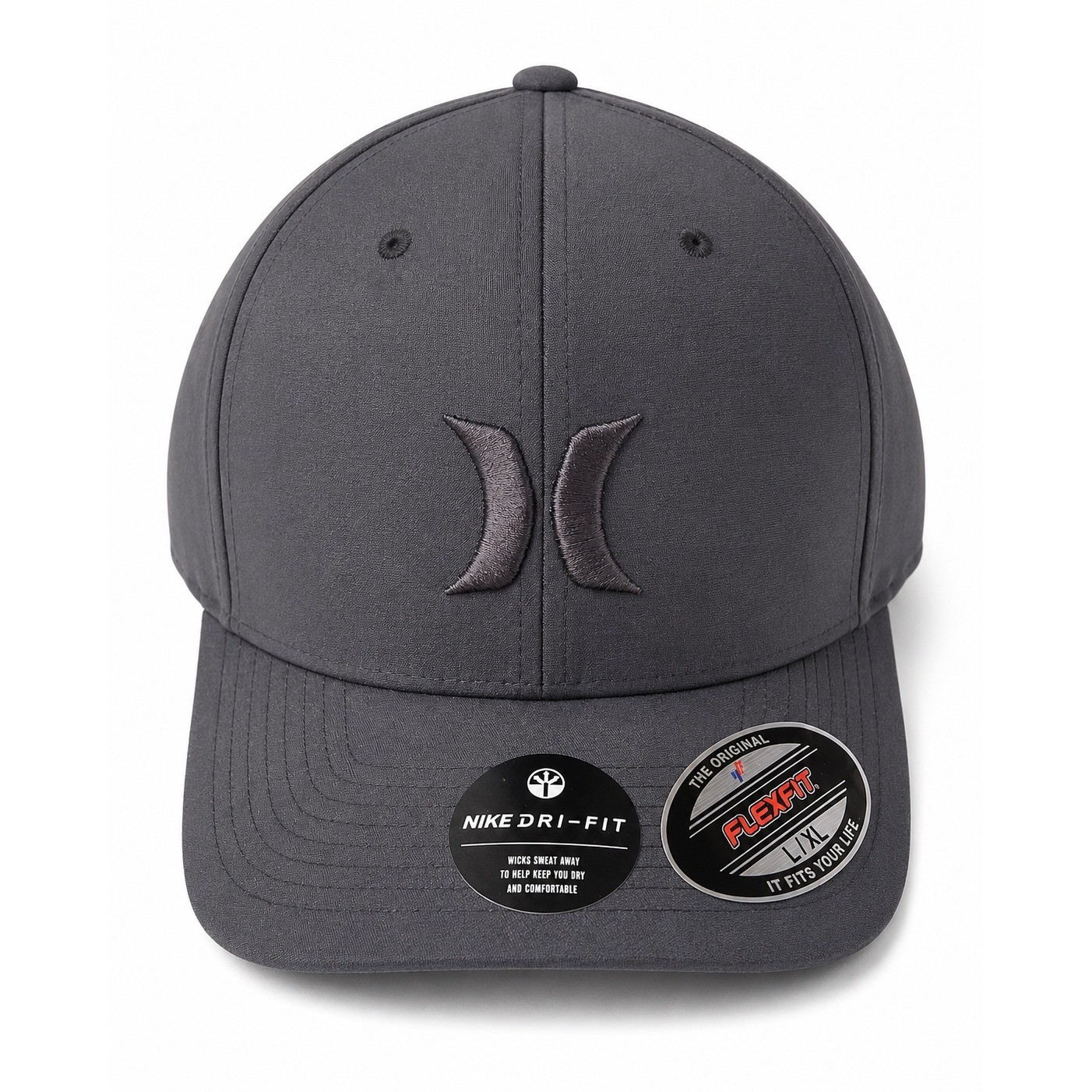 Hurley Nike Dri-FIT Cutback Hat triple Black Flexfit Baseball Cap L/XL NEW