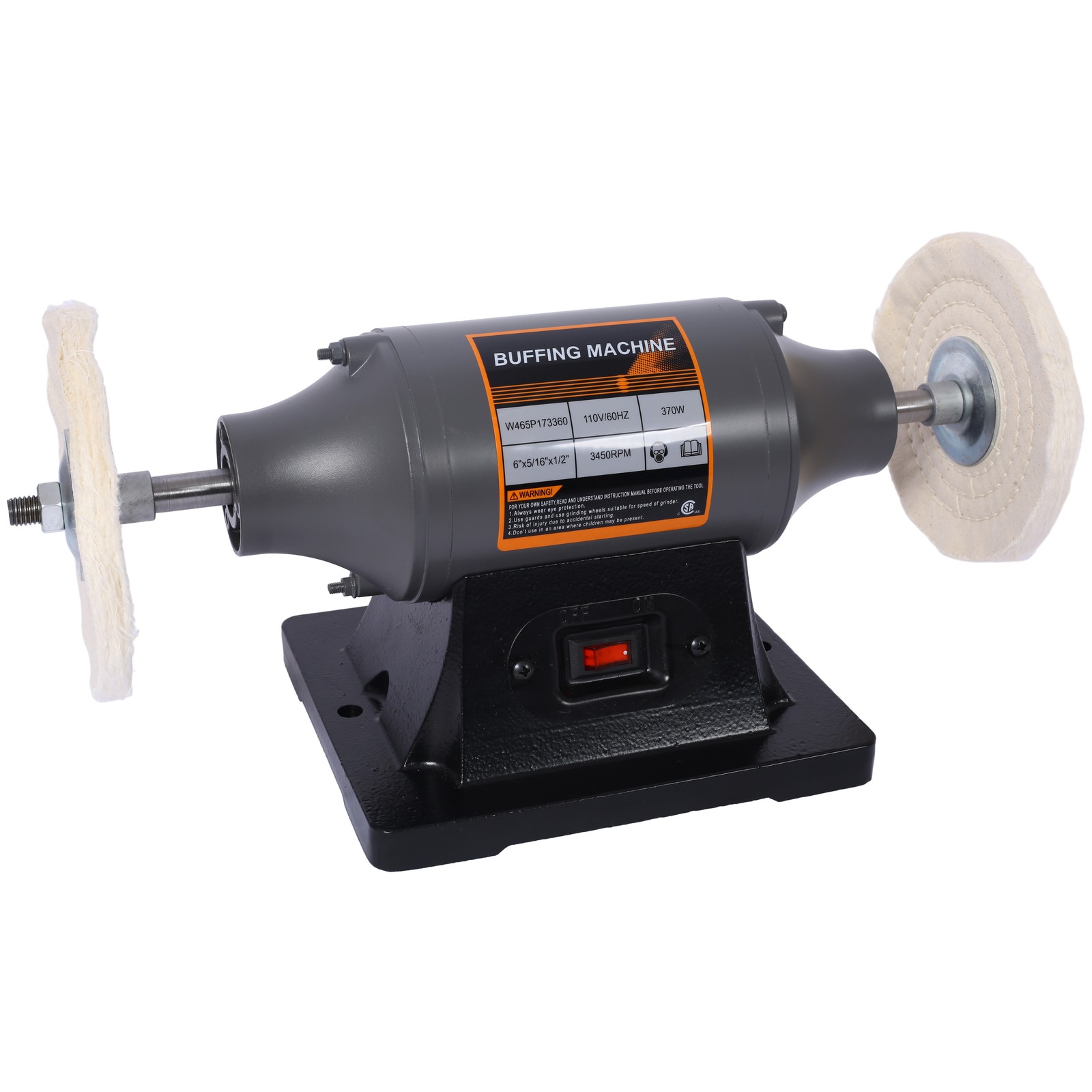 6In Electric Polisher Benchtop Buffer Grinder-Includes 4PCs 80Ply Buffing Wheels