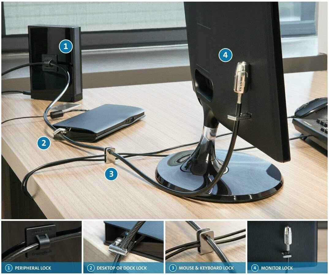4-Pack Kensington Desktop & Peripherals Locking Kits 2.0