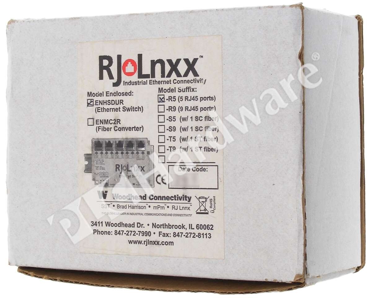 Open Pre-owned Woodhead Molex ENHSDUR-R5 Ethernet Switch 5-Port 30V DC