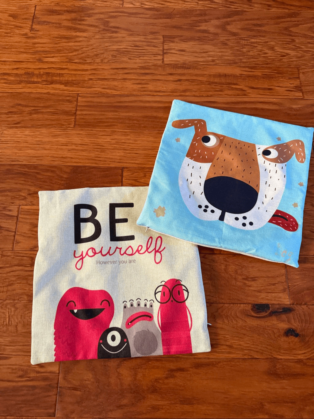 Cartoon Dog and Be Yourself” Monster Pillow Covers 16”X16” 2 Pillow Cases