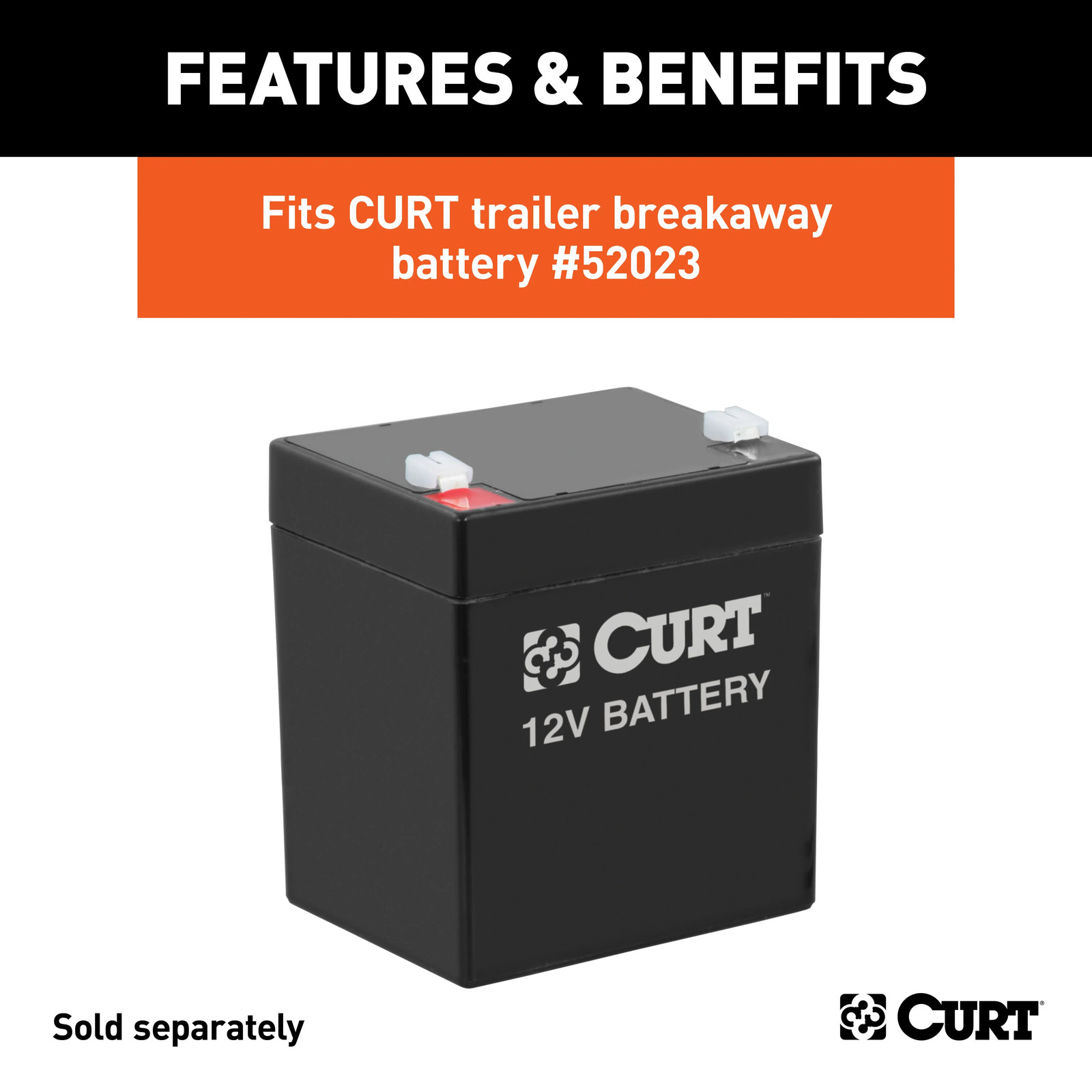 Curt-5" x 3-1/4" x 3-7/8" Lockable Breakaway Battery Case with Metal Bracket
