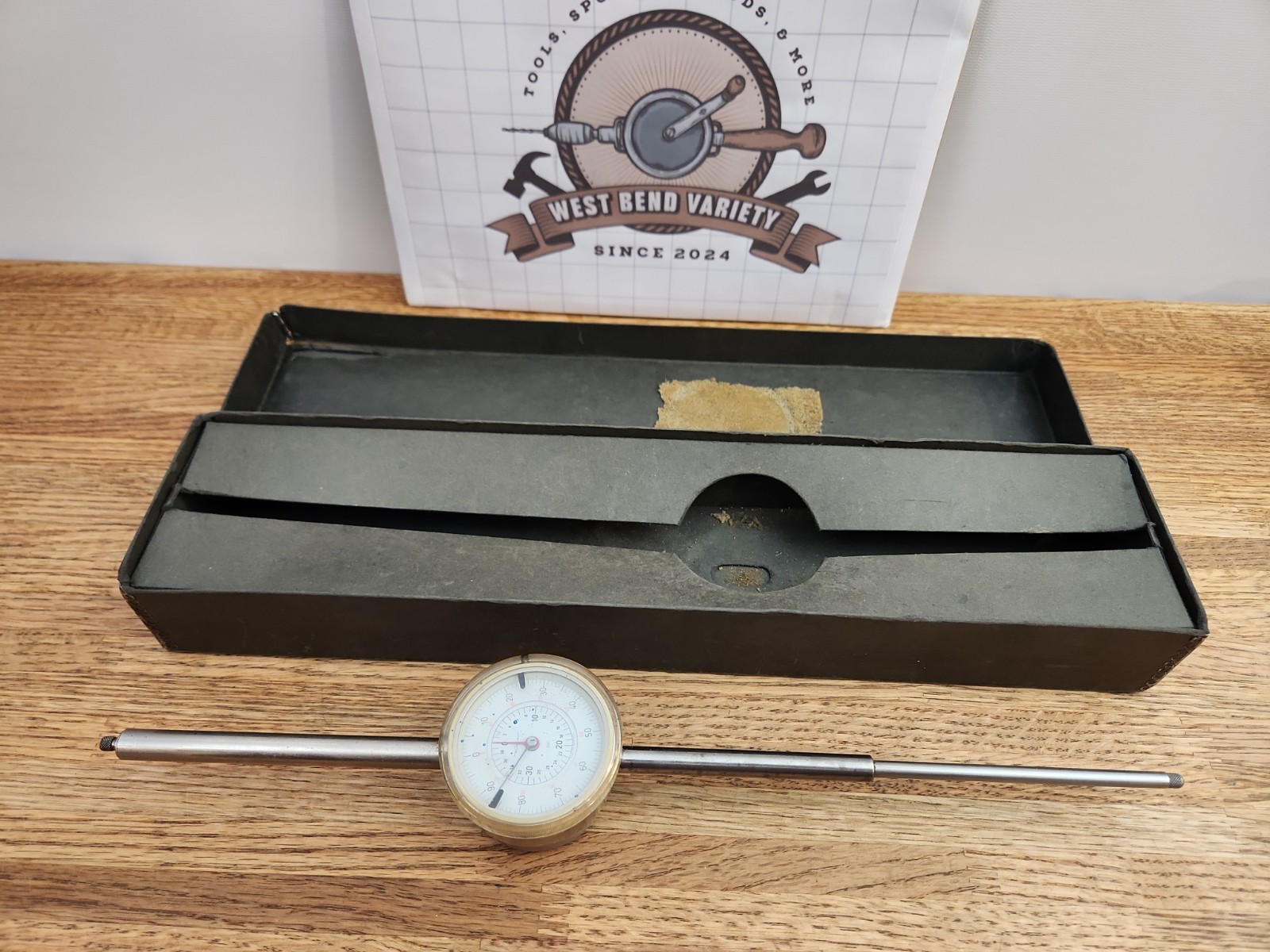 Kafer Long Range Dial Indicator, 0-4" Range, Magnetic Back Mount