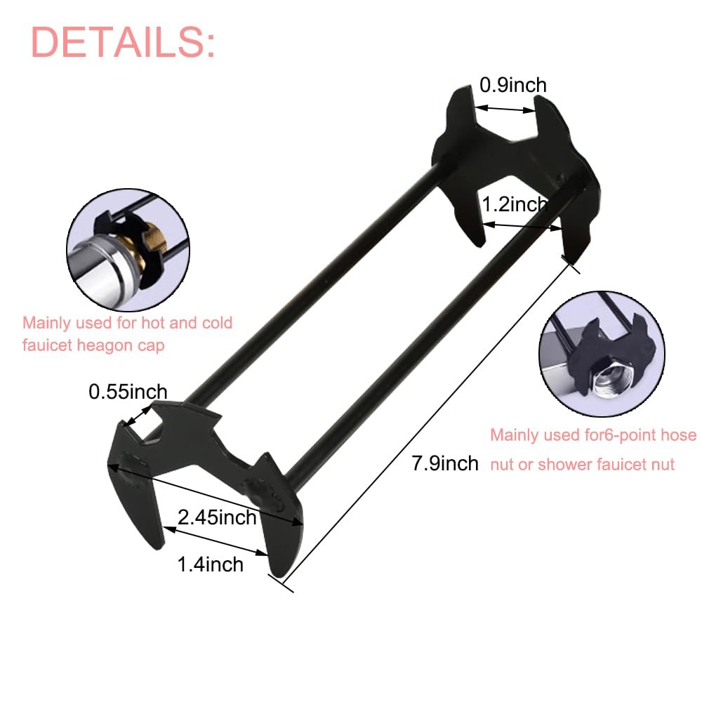 Multifunctional Basin Wrench, Carbon Steel Faucet Tool for Sink and Tight Spaces