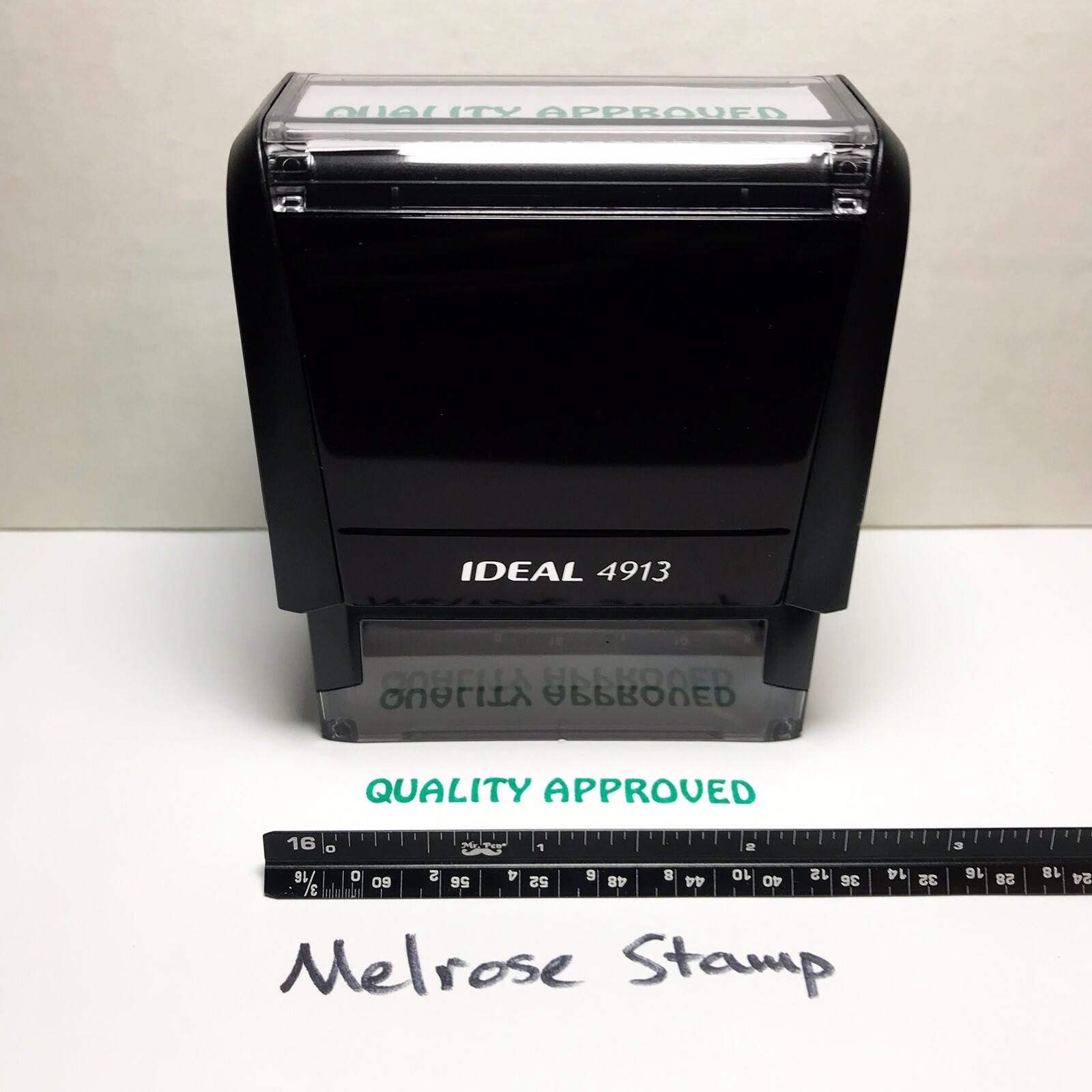 Quality Approved Rubber Stamp Green Ink Self Inking Ideal 4913