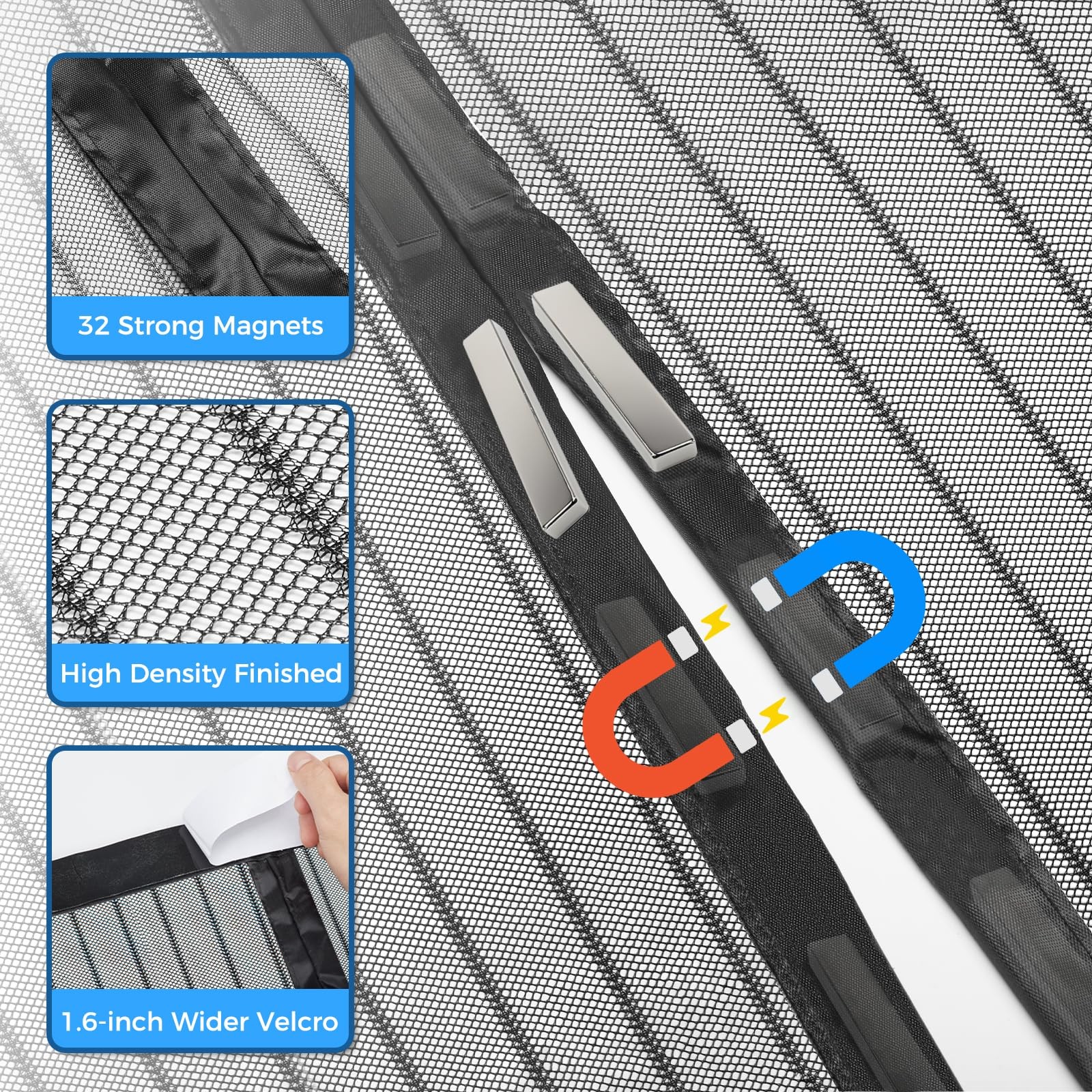 Smartor Magnetic Screen Door Magnetic Closure Fits 36"x82" Doors |Polyester ...