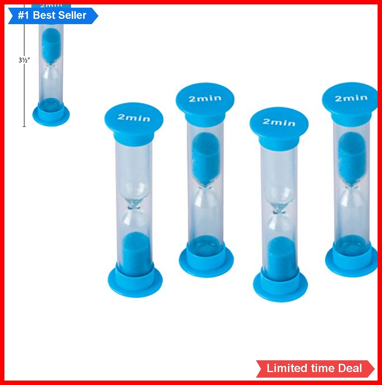 Sand Timer 2 Minute 4 Pack Plastic Timer Classroom Teaching Activity Countdown