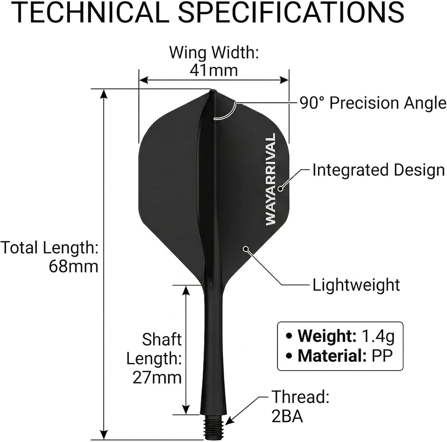 Unbreakable Integrated Dart Flights with Stems, 3 Pack, Universal 2BA Fit
