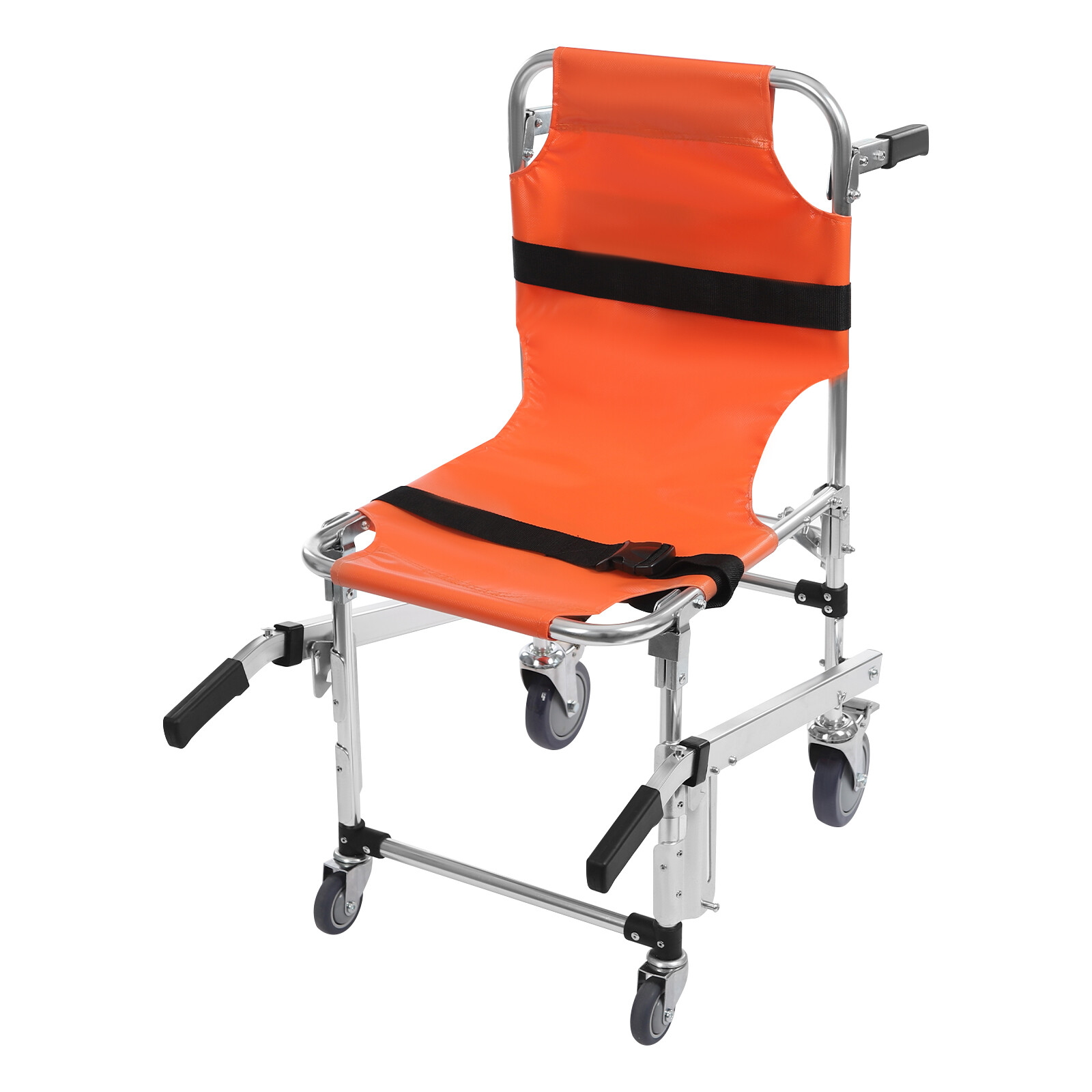 160kg Load Emergency Stair Climbing Wheelchair Foldable Transport Chair Orange