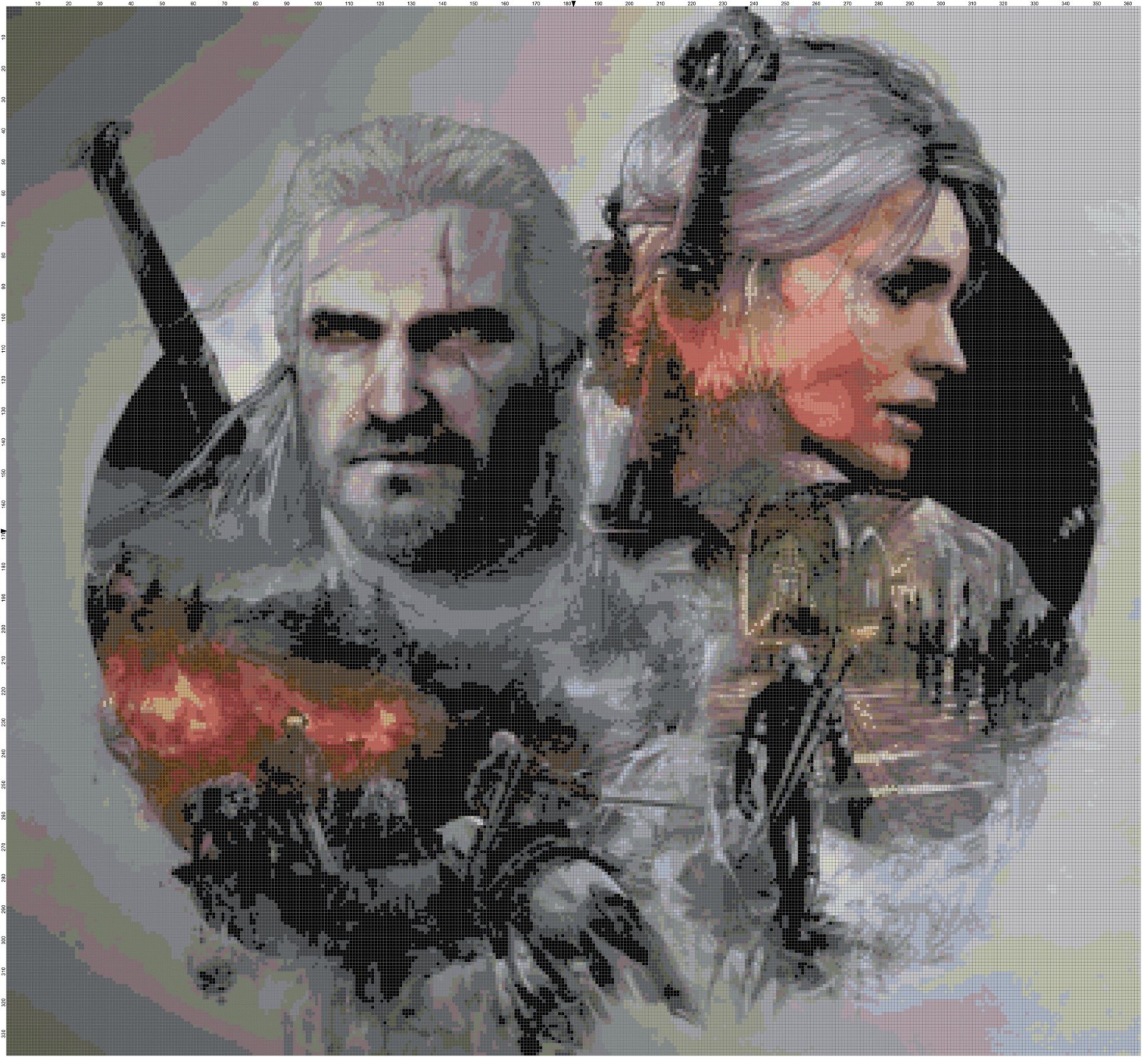 The Witcher Video Game Fan Art Counted Cross-Stitch Pattern Needlepoint