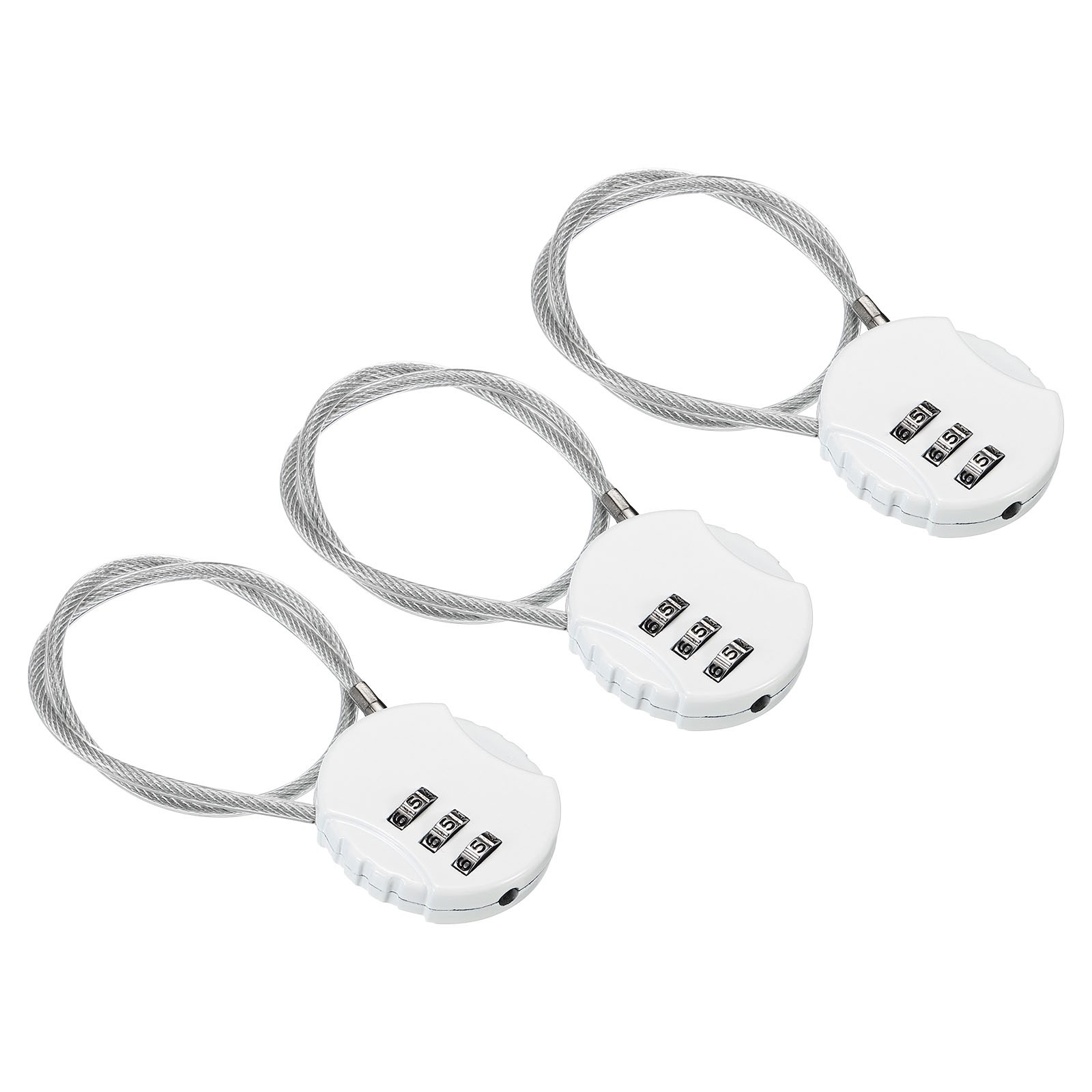 Small Combination Block 11.8", 3pc 3 Digit Luggage Lock, White