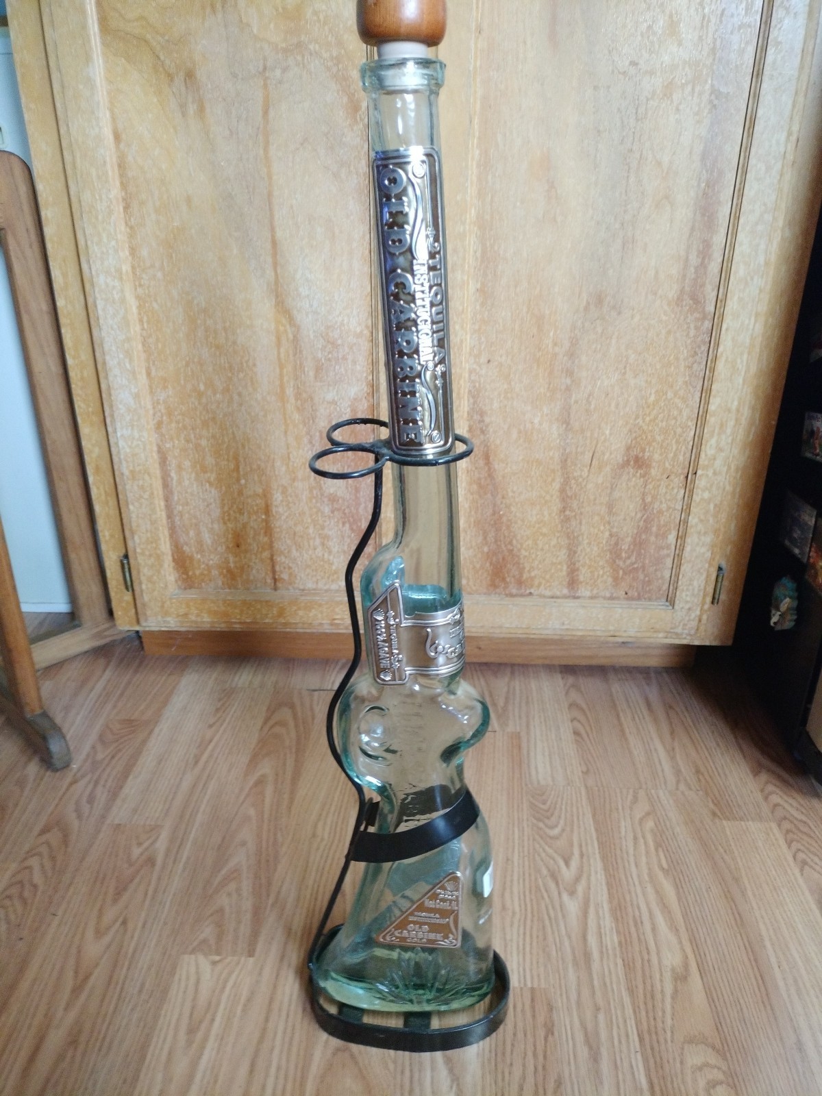 Old Tequila Carbine Decanter 28" " 1 liter Empty Bottles..Gold rebosado.
