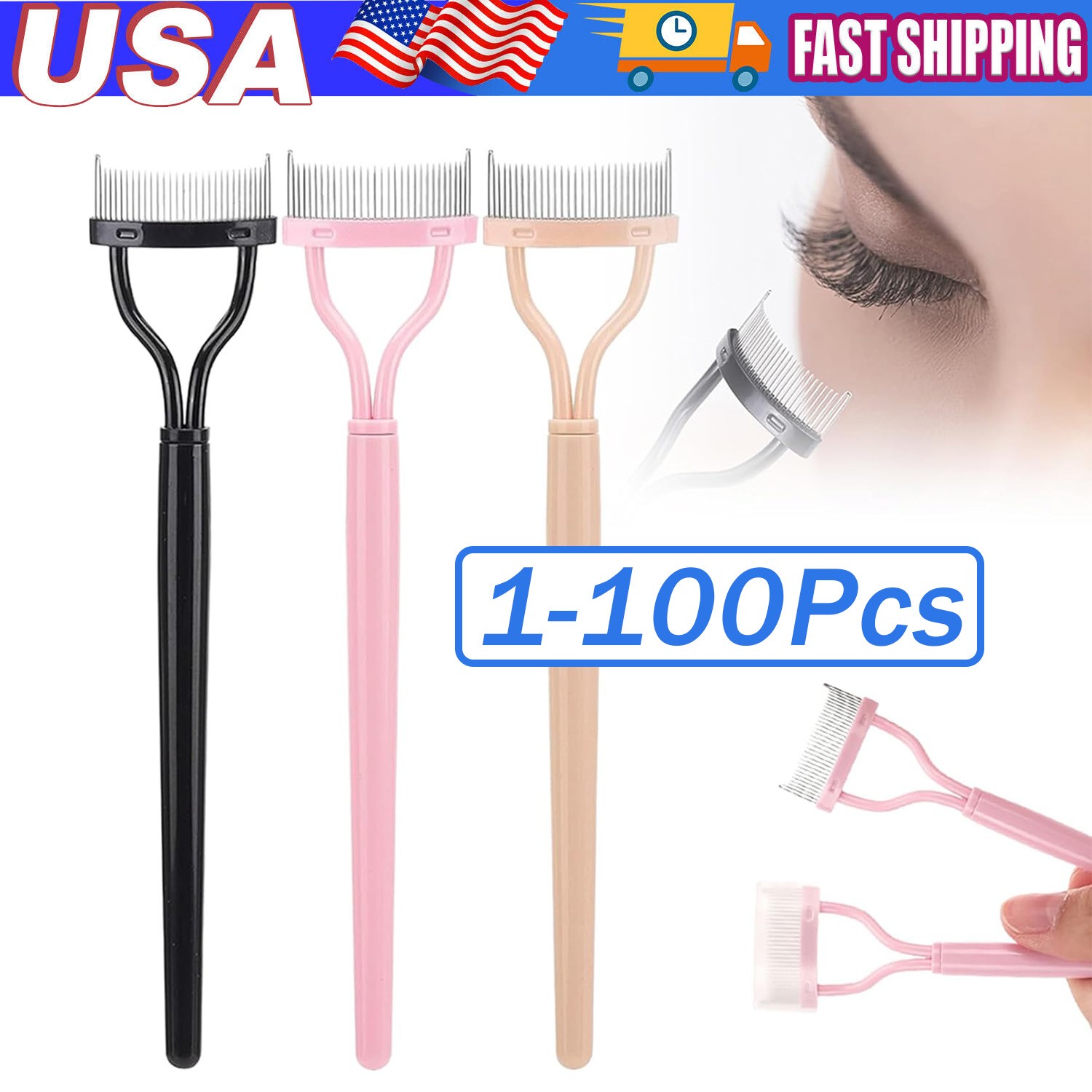 Beauty Makeup Eyelash Metal Brush Comb Lash Separator Mascara Lift Curl Tool Lot