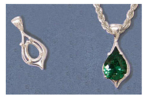 10x7mm Pear Fancy Sterling Silver Pre-Notched Pendant Setting