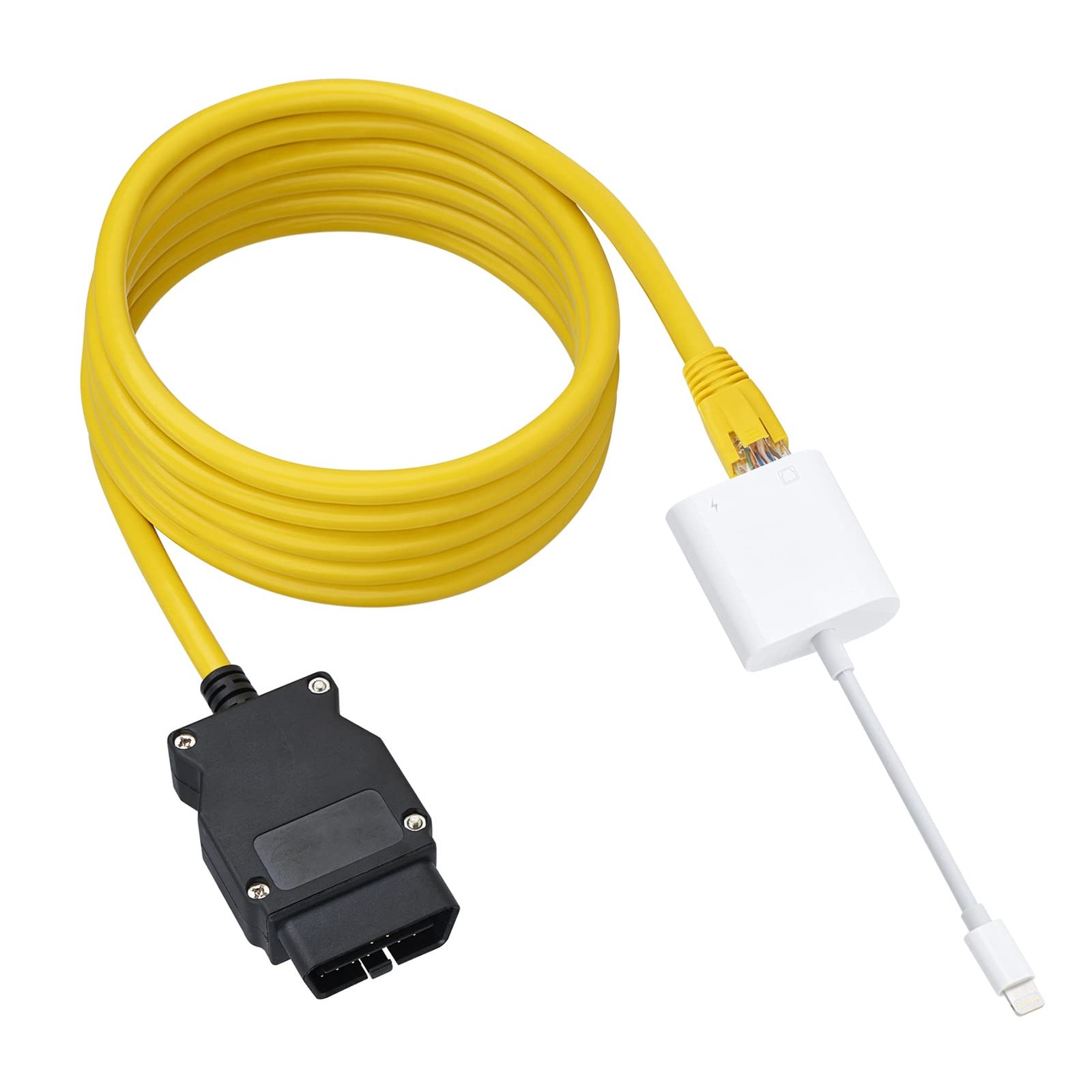 Lightning to Ethernet, 2 in 1 Phone OBD2,ENET Rj45 Cable ethernet White