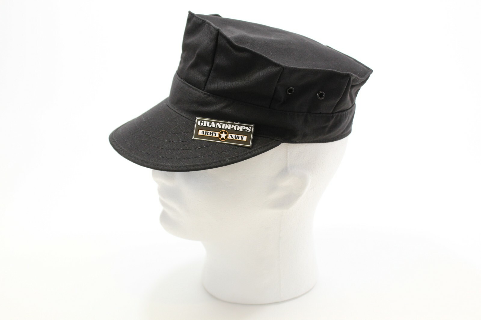 USMC BLACK RIPSTOP CAP 8 POINT 2 PLY TOP STITCH NO EGA