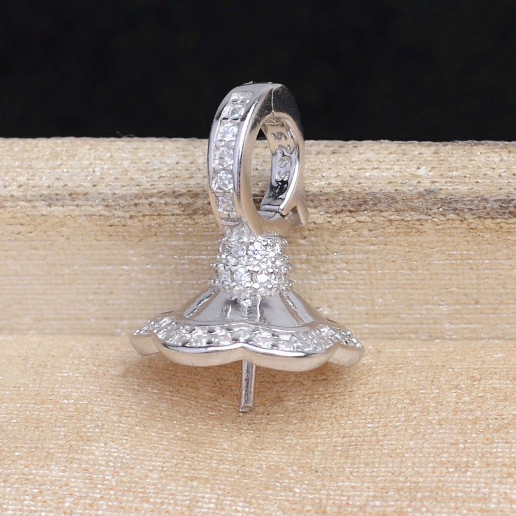 DIY Sterling Silver 12-16mm Pearl Mount Pendant Setting Bail for Jewelry Making