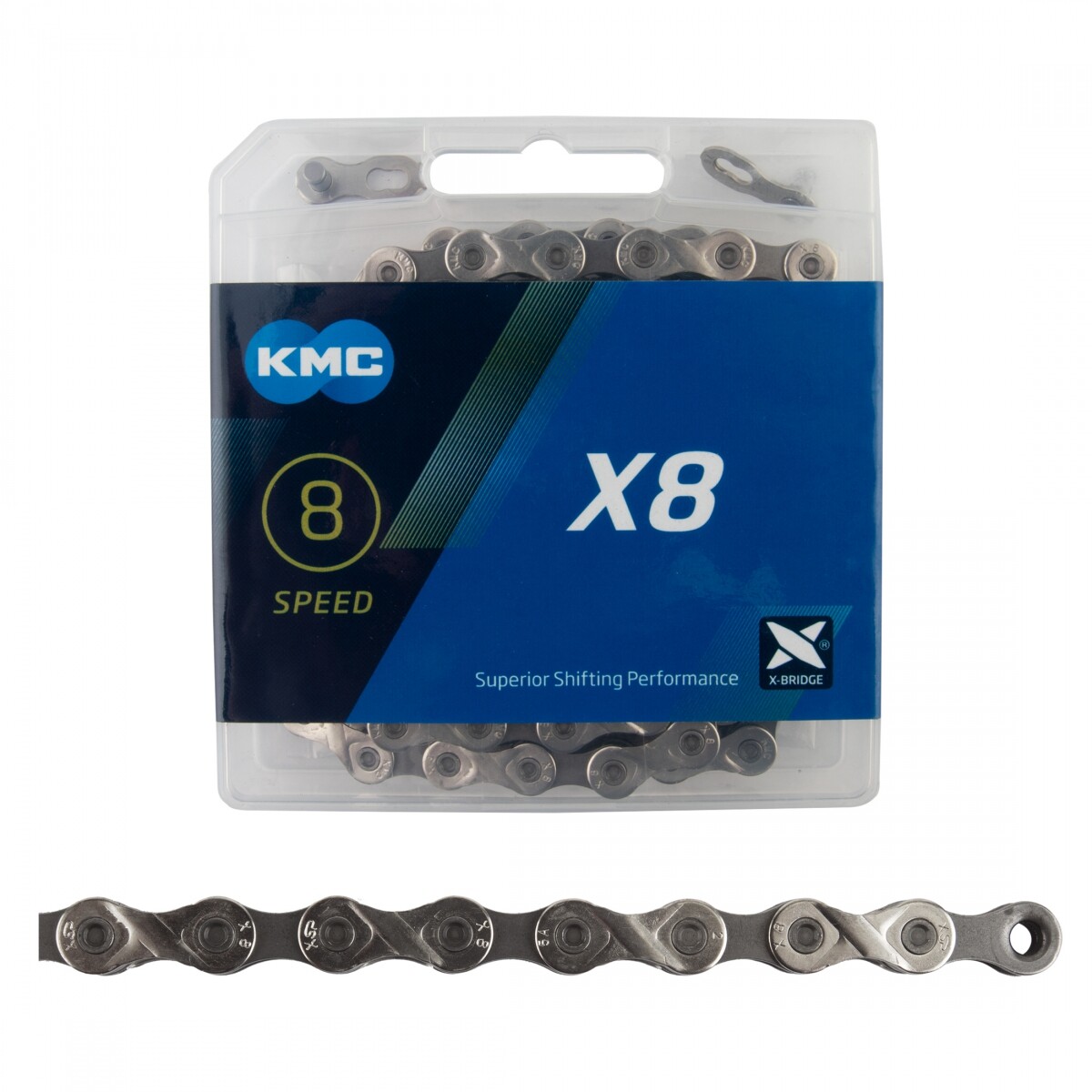 KMC X8 Chain 6/7/8 Speed Silver 116L Half Nickel Plated - New X8.93 Model